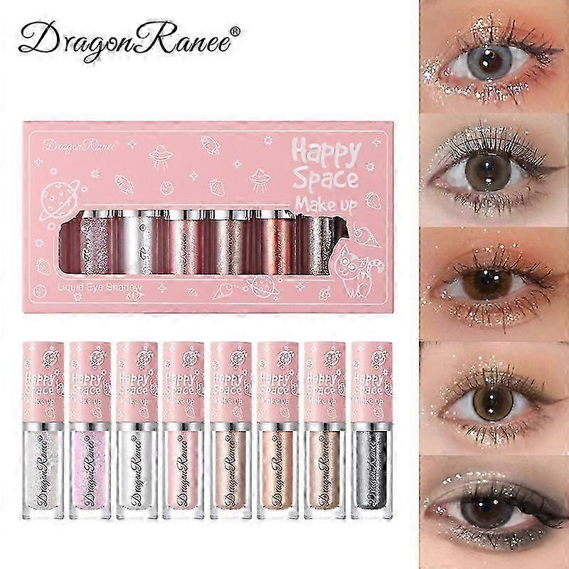 8Pcs Liquid Glitter EyeshadowHighly Pigmented Shimmer Metallic Sparkling Eye shadowMulti-Dimensional Sparkle FinishLong WearingQuick-Drying Liquid Eye