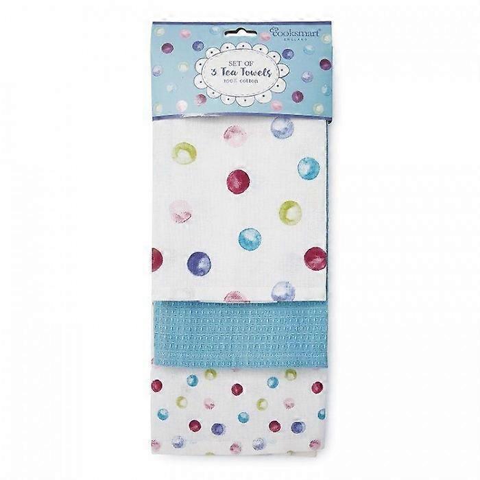 Cooksmart Spotty Dotty Tea Towel 3pk