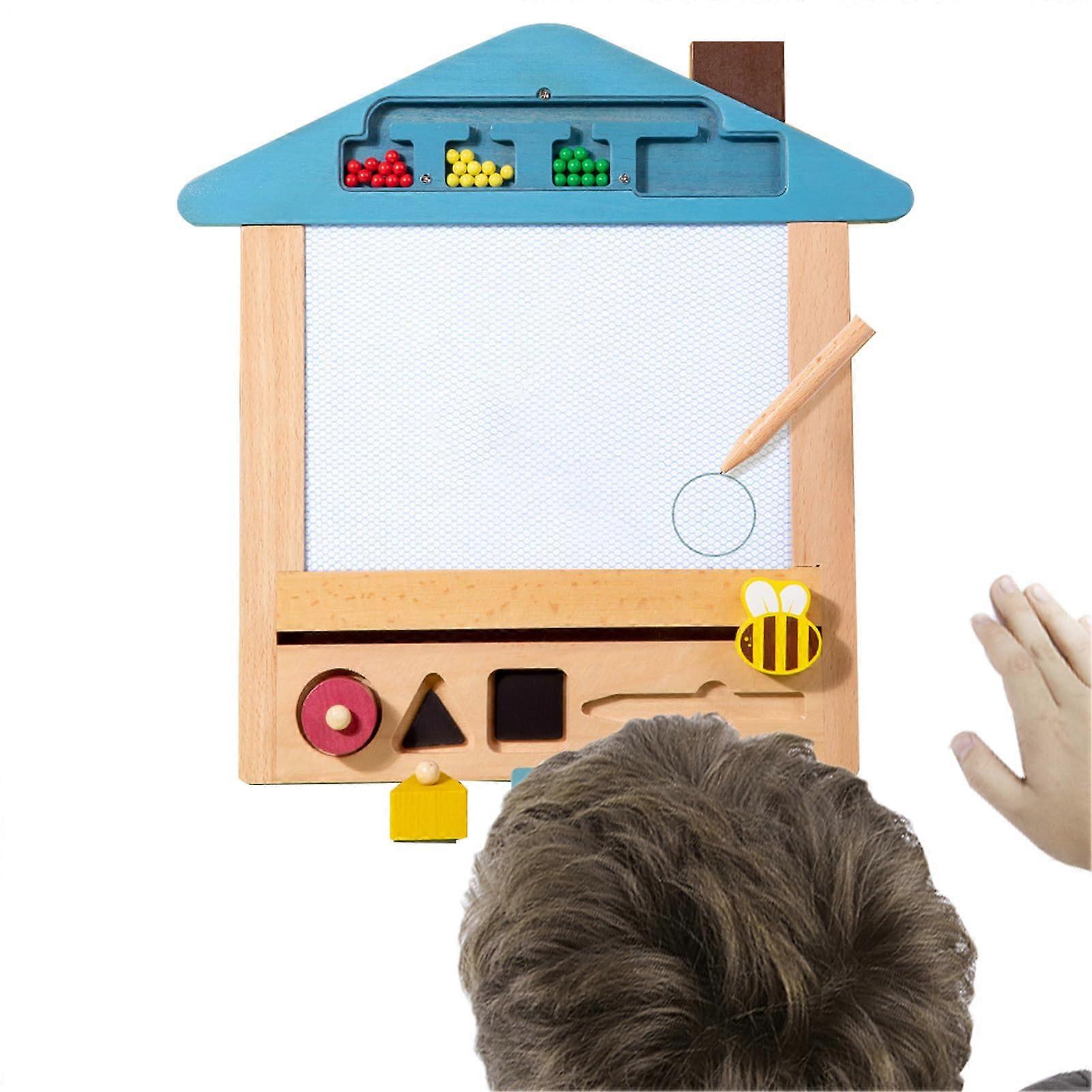 Magnetic drawing board for kids, magnetic board Wooden writing block, erasable doodle sketch pad with drawing examples for ages 3 and up.