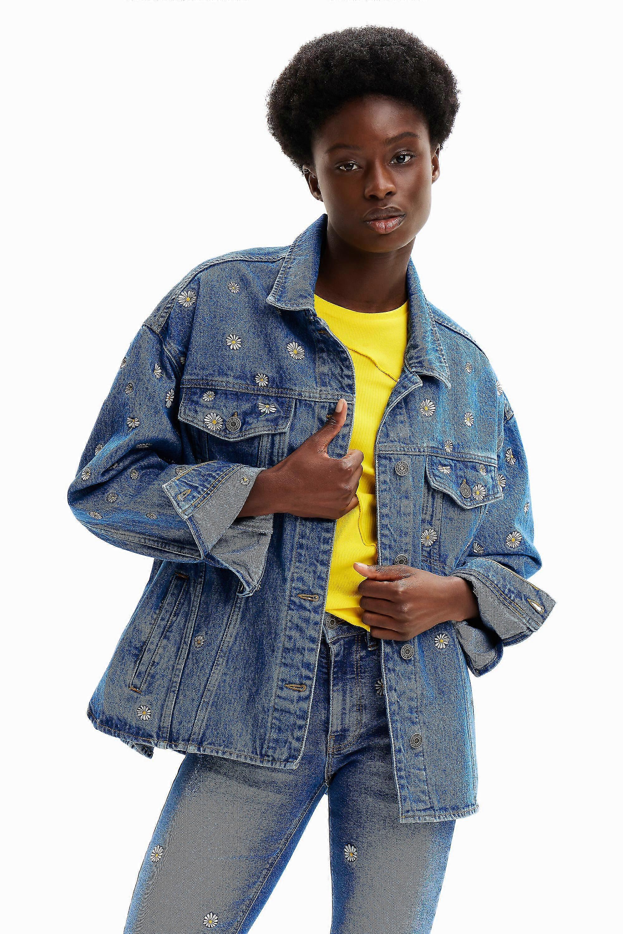 Desigual Denim Jacket With Daisy Embroidery 24swed21