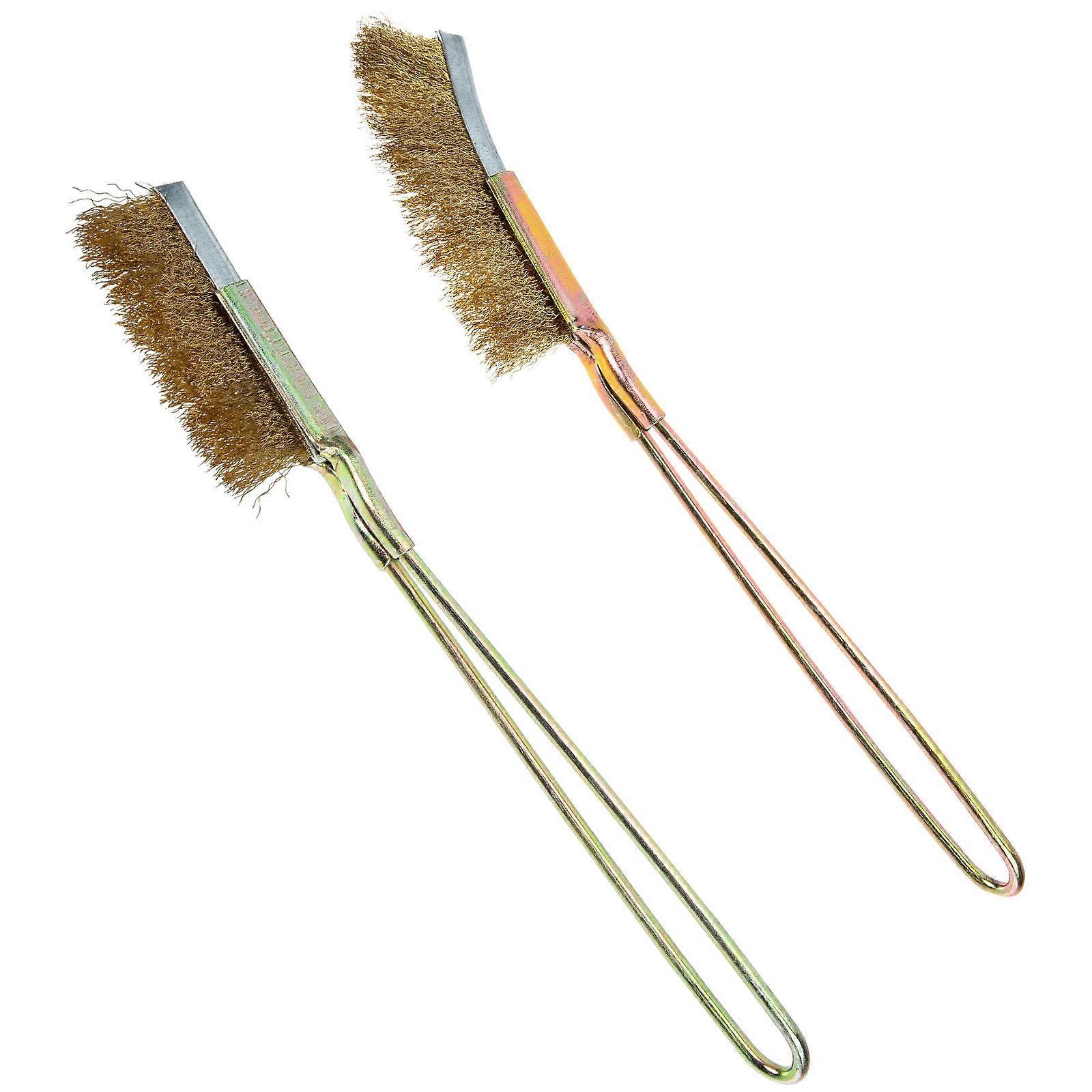 Copper Wire Grill Cleaning Brush with Ergonomic Handle for BBQ Maintenance Portable Scratch Brush for Grease and Rust Removal