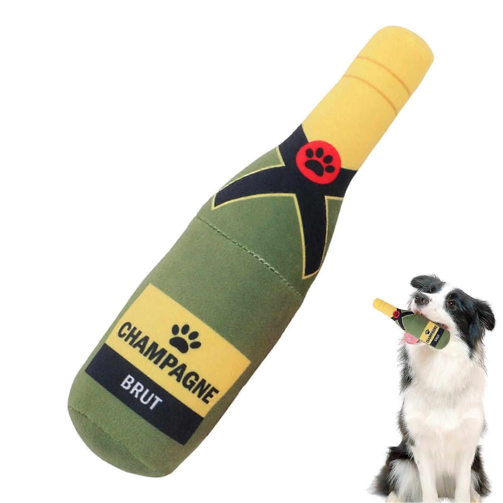 Plush Squeaky Toy - Red Wine Bottle Dog Chew Toy, Funny Alcohol-Inspired Pet Toy for Small to Medium Dogs