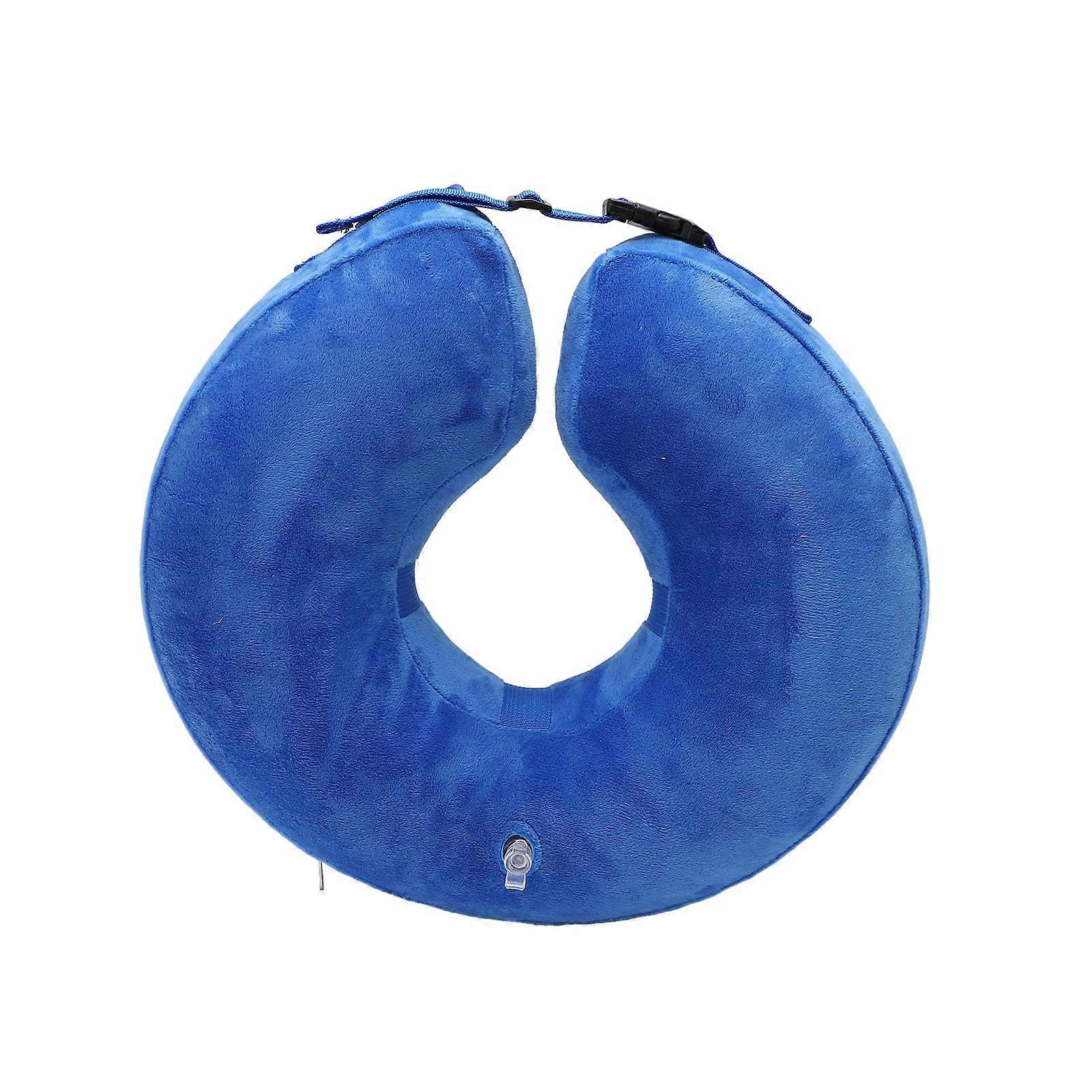 Inflatable Collar Soft Dog Donut, Dog Neck Donut Collar, Inflatable Pet Protective Collar Prevent Scratching AntiLicking (L) Blue