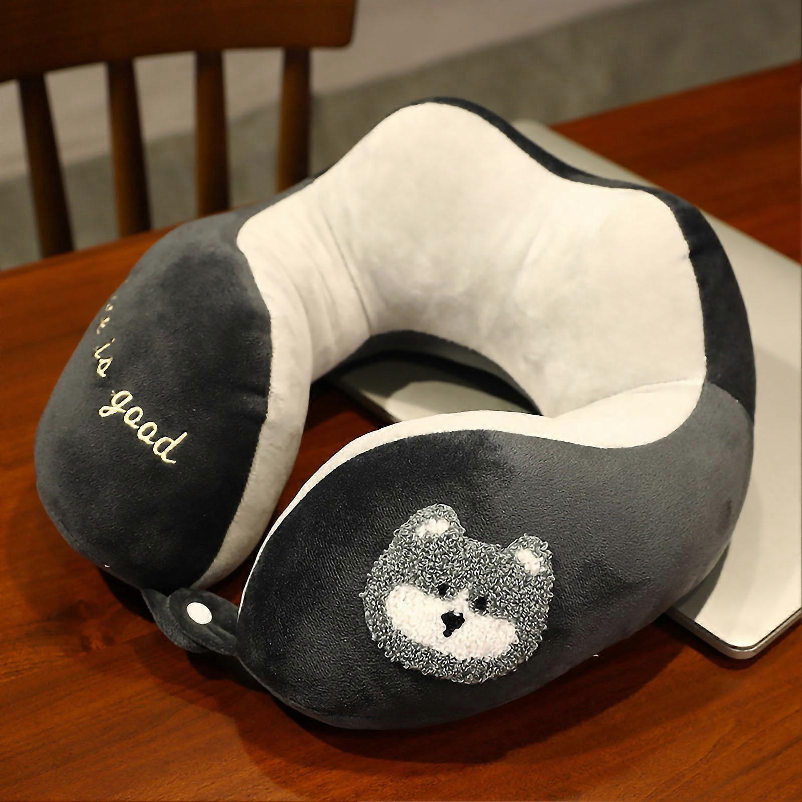 Neck Pillow U Shaped Cute Style PP Cotton Plush Elastic Portable Neck Pillow for Travel Home Office