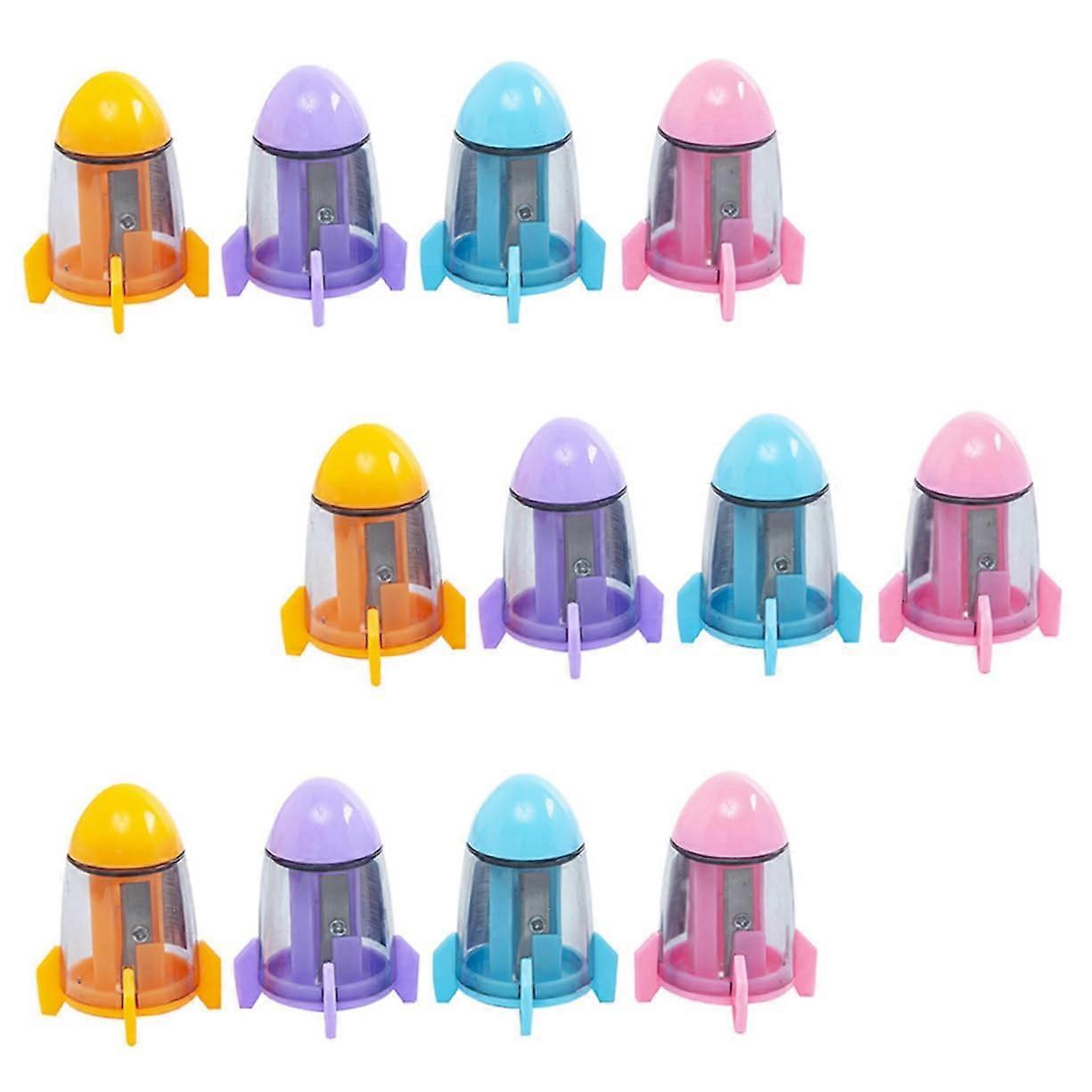 Practical Rocket Pencil Sharpener Set for Kids, 4-Pack and 12-Pack, Ideal for School Supplies, Durable and Colorful