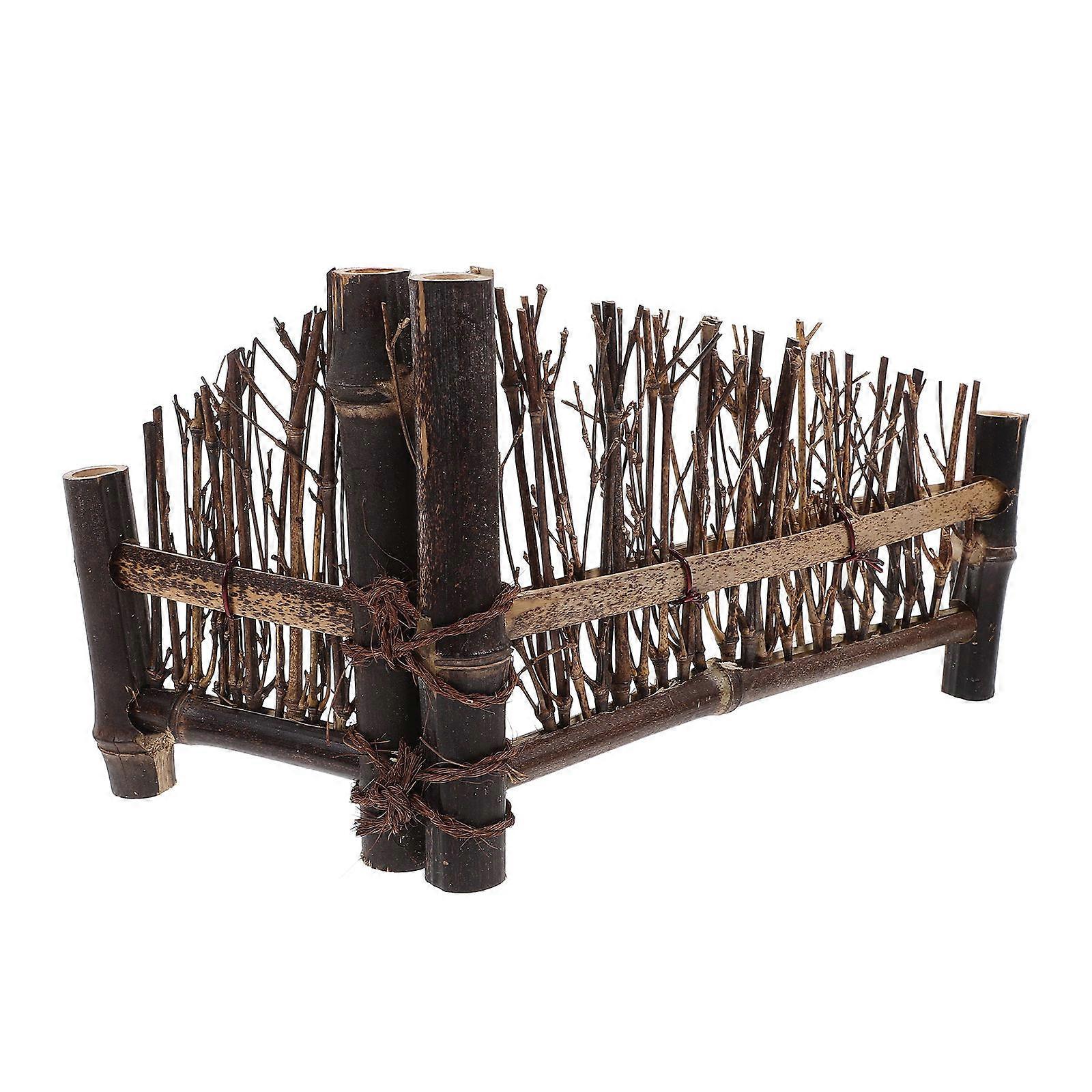 Sushi Display Rack Bamboo Made Sushi Fence Decor Seafood Display Serving Fence Plate Food Photo Prop Traditional Craft Aesthetics 1Pcs