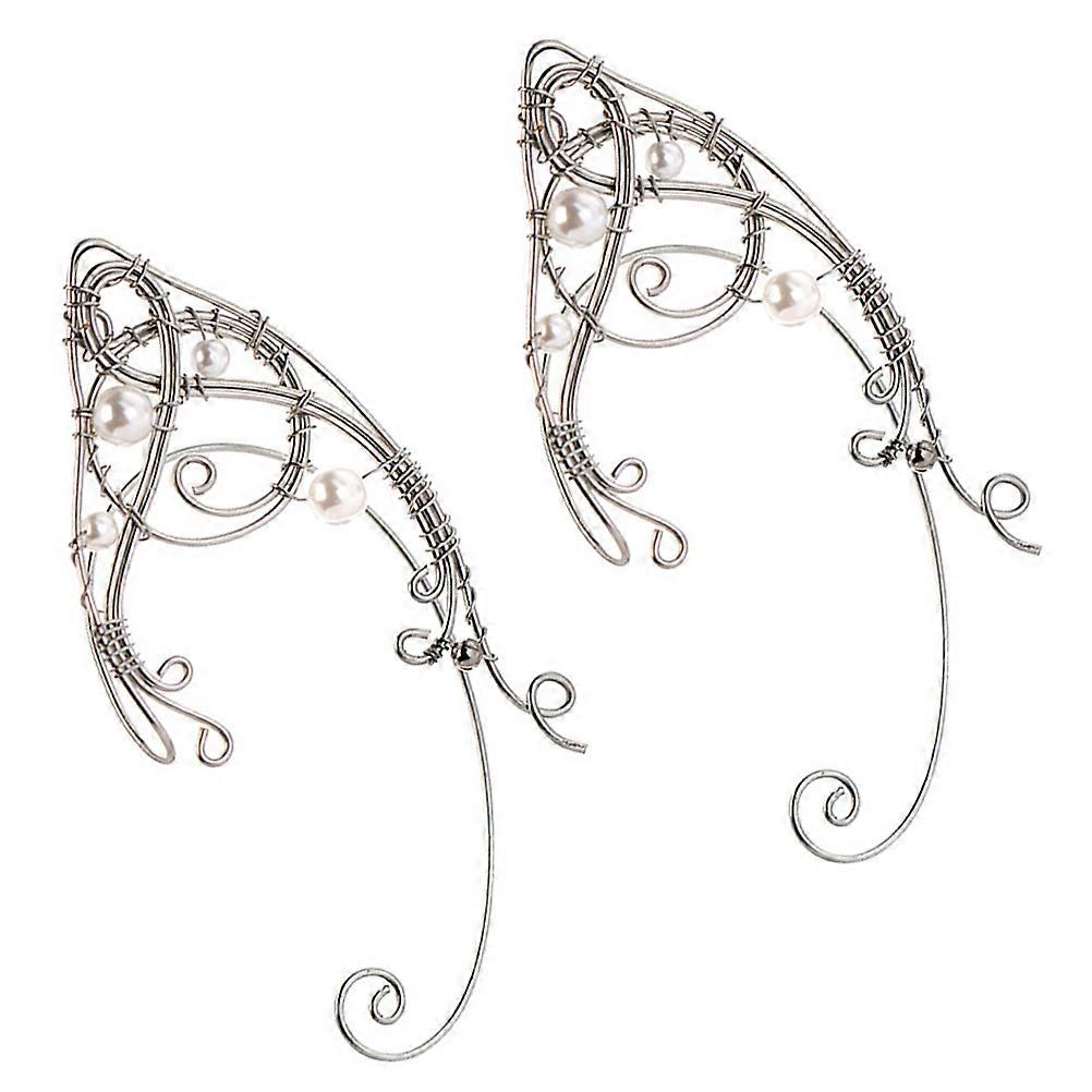 Silver Elf Ear Cuffs Clip on Earrings Lightweight 2Pcs for Ear