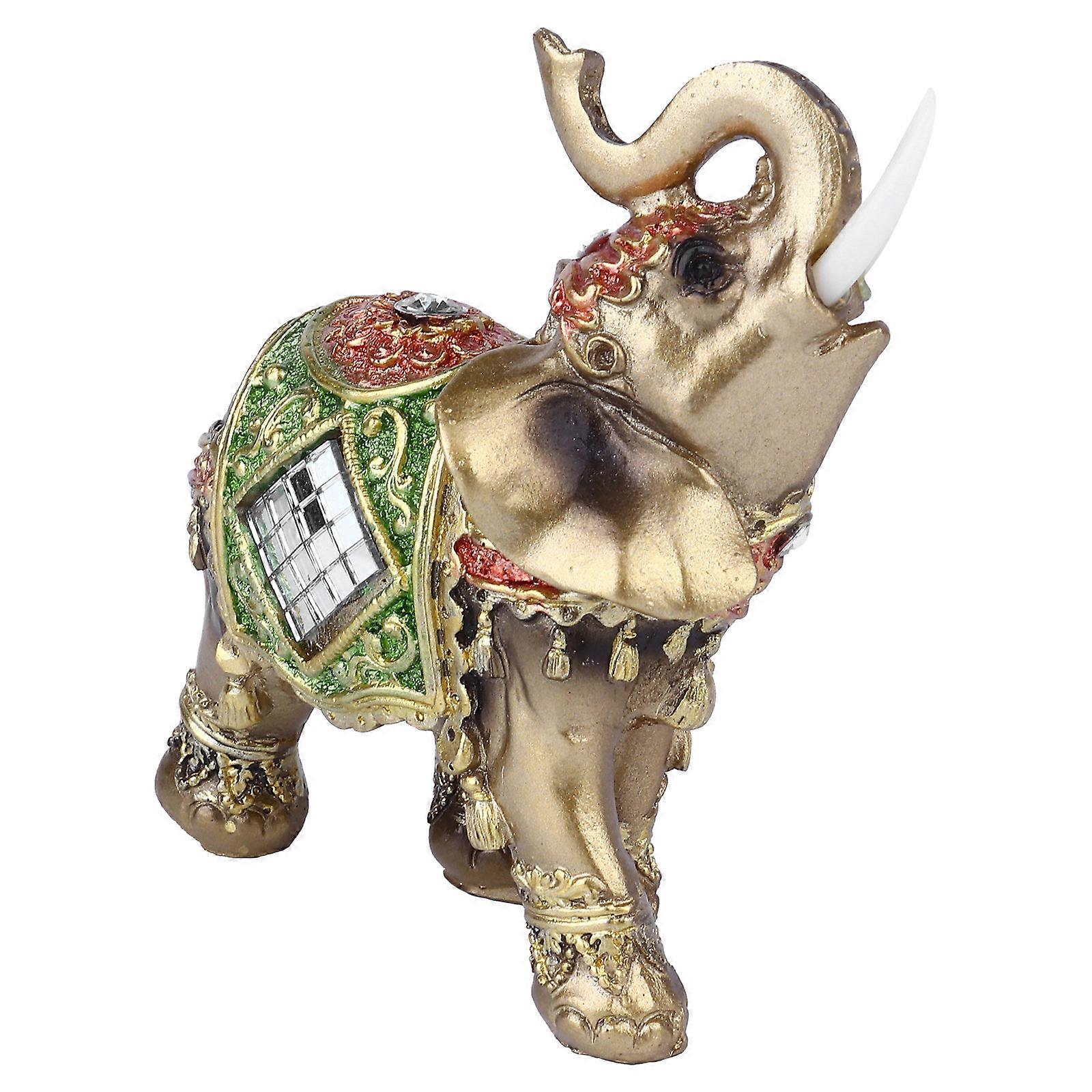 樹脂象の置物グリーンデスクトップ装飾リビングルームオフィス特別な日の祝福のシンボルのための家の装飾