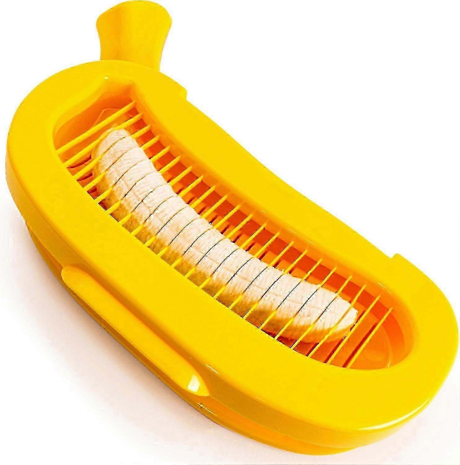Yellow Banana Cutter with Durable Wire - Easy Slicing Tool for Perfect Thin Banana Slices in Kitchen