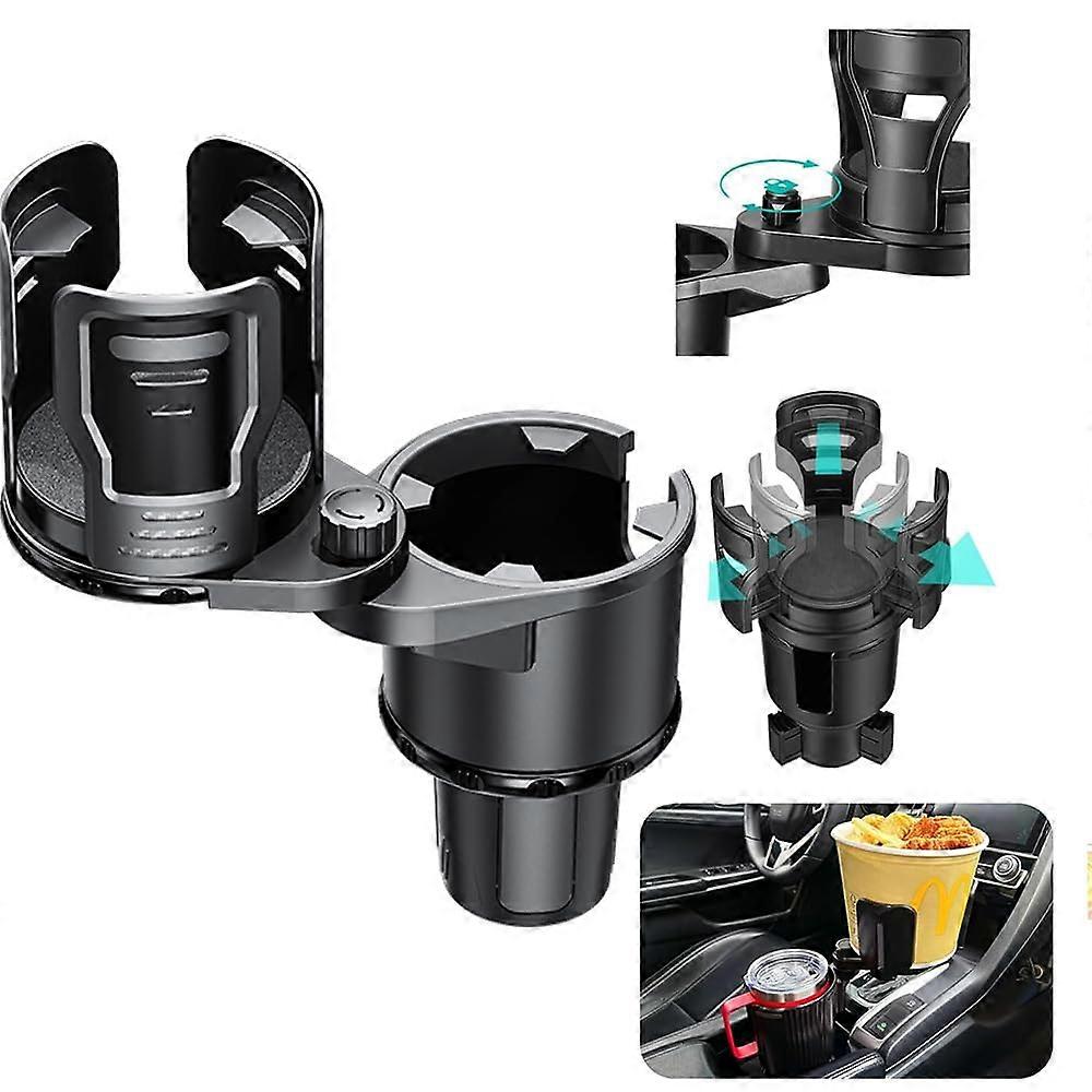 Car Cup Holder Expander 2-in-1 Adjustable Base with Locking Function 360° Rotatable Fits Most Car Models and Drink Sizes