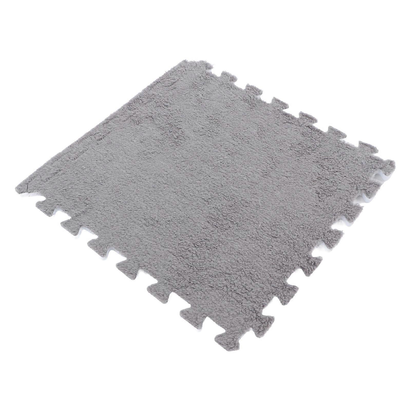 10pcs Plush Foam Floor Mat Soft Thick Split Joint Interlocking Plush Foam Rug for Room Floor Grey 