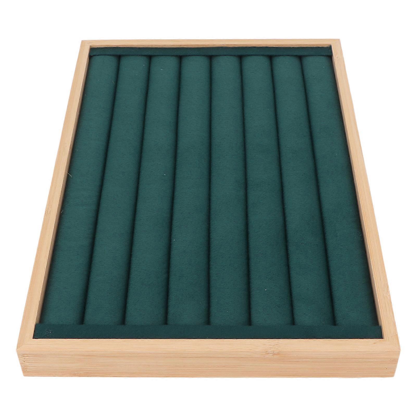 Rings Tray 7 Rows Stackable Protective Scratch Proof Lining Drawer Insert Earrings Storage Display Case Green 