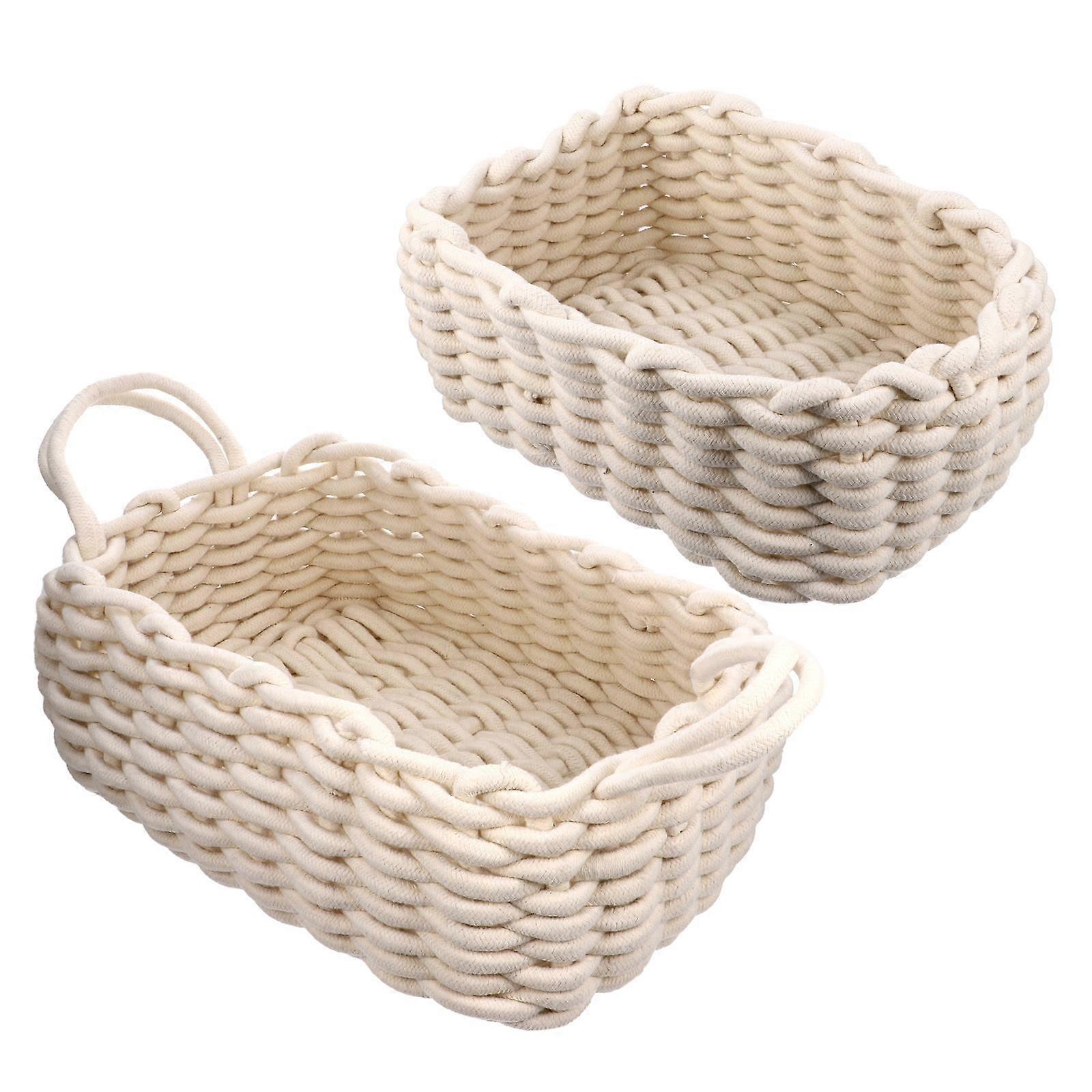 Decorative Cotton Thread Basket for Storage 2Pcs Home Organizer Bin