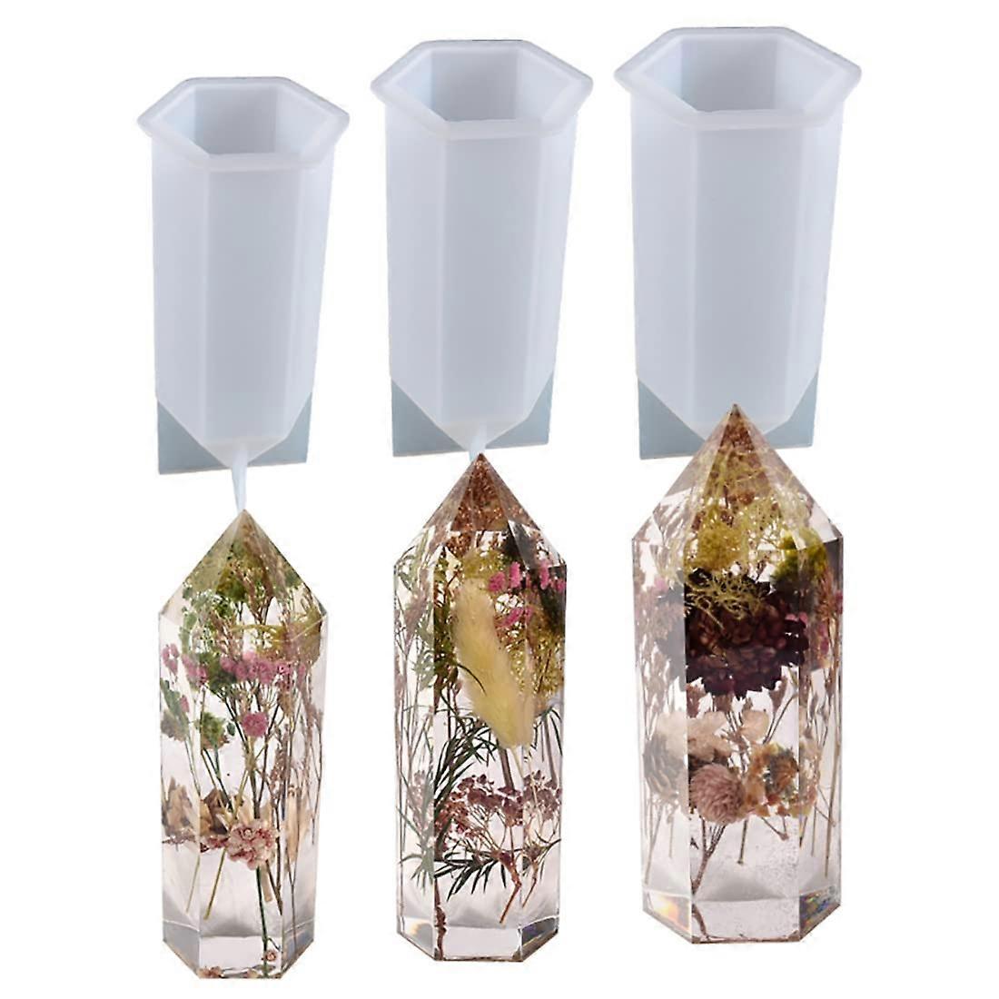 Pack of 3 Cone Silicone Moulds Epoxy Resin Casting Geometric Cone Cube Hexagonal Prism DIY Candle Soap Crafts