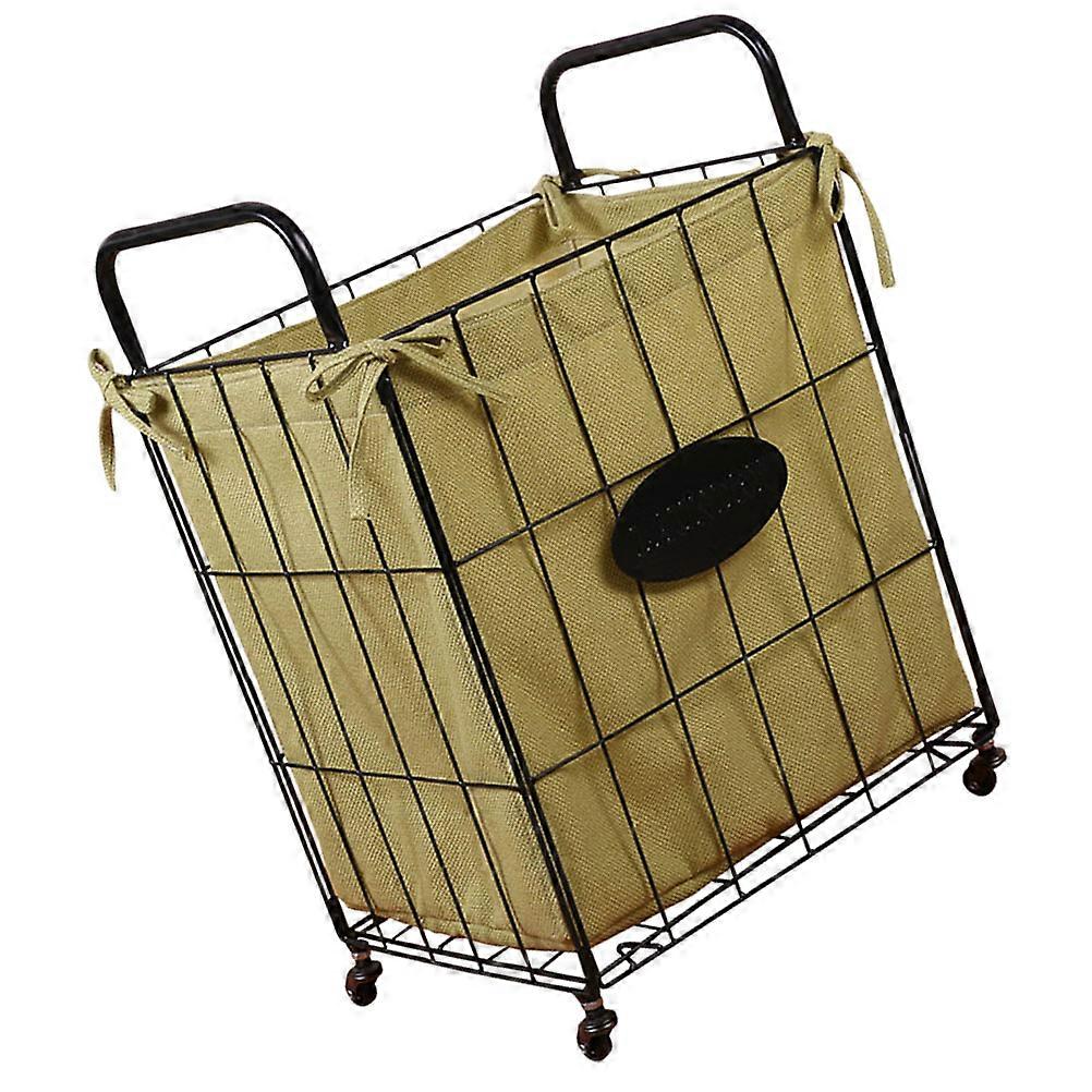Moveable Storage Basket with Wheels, Iron Design, Versatile Organizer for Clothes and Sundries, Black