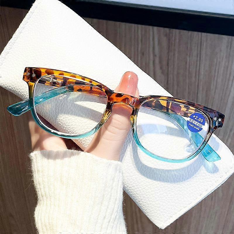 Women's Anti Blue Light Reading Glasses Computer Glasses Clear Lens Leopard Frame Plus Reading Glasses