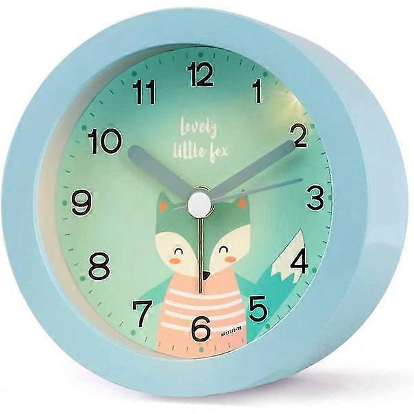 Kids Clock Non Ticking, Small Analog, Loud Travel Alarm with Twin Bell Light (Blue)