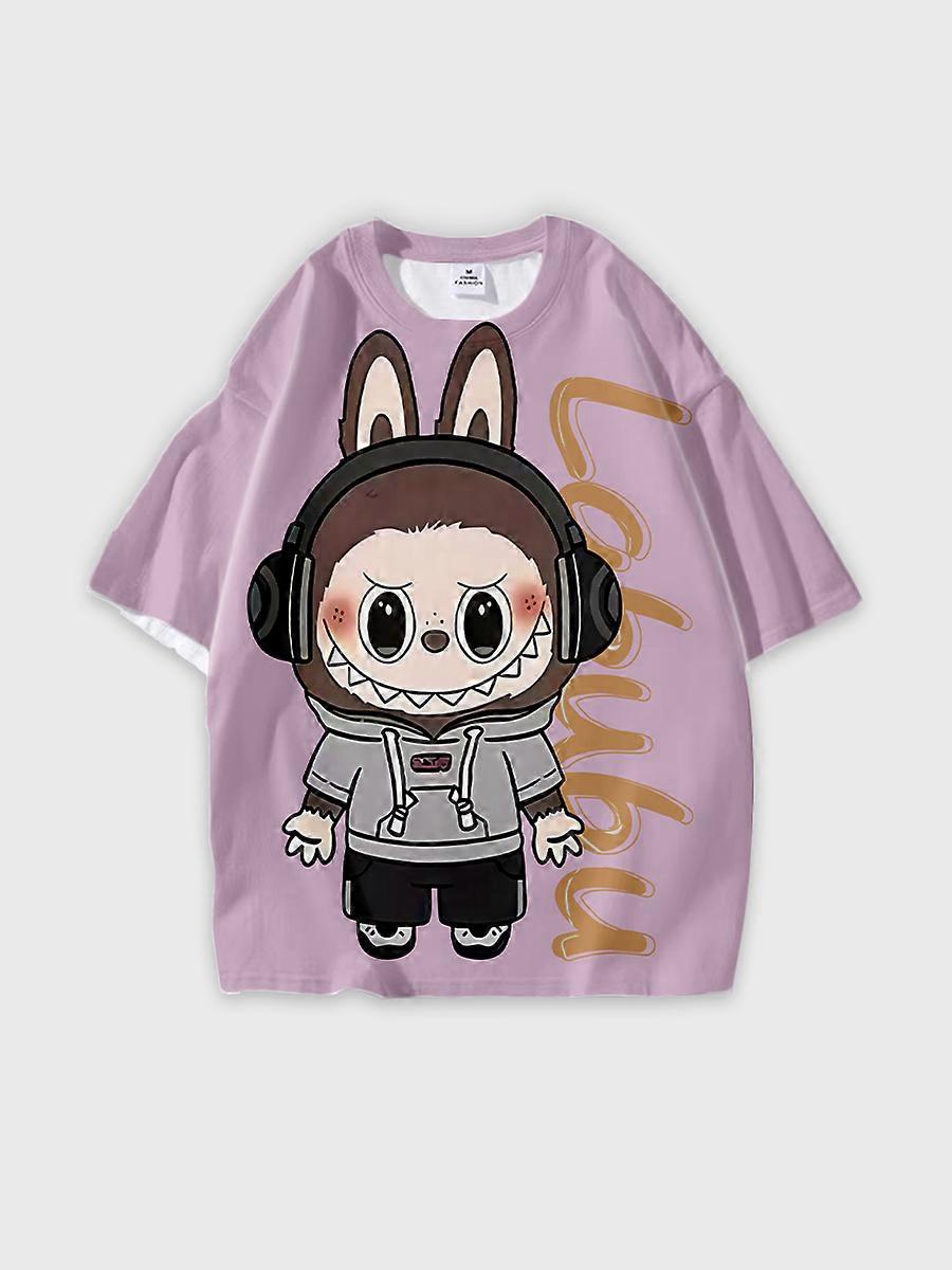 T-shirt round neck Pattern loose short sleeve P2204