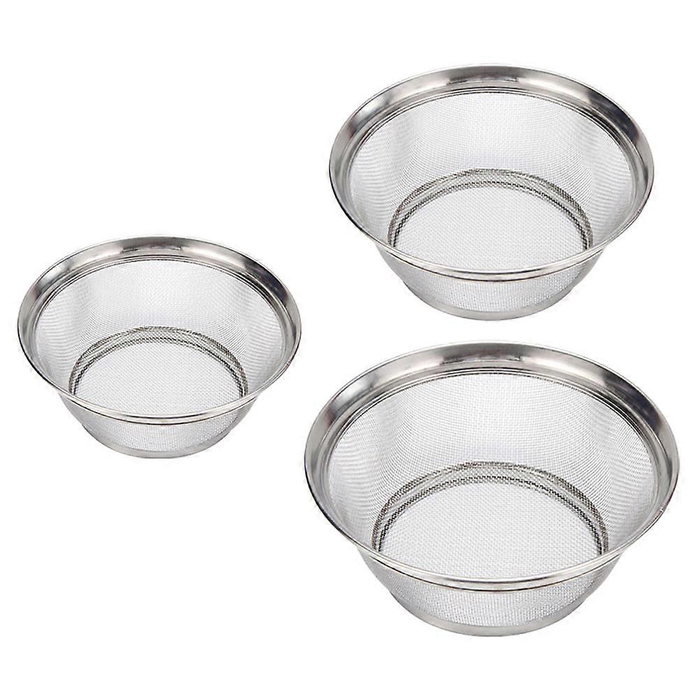 Kitchen Fruit Strainer Multi Functional Draining Basket For Cooking Enthusiasts Silver 22X22X8.5CM 3Pcs