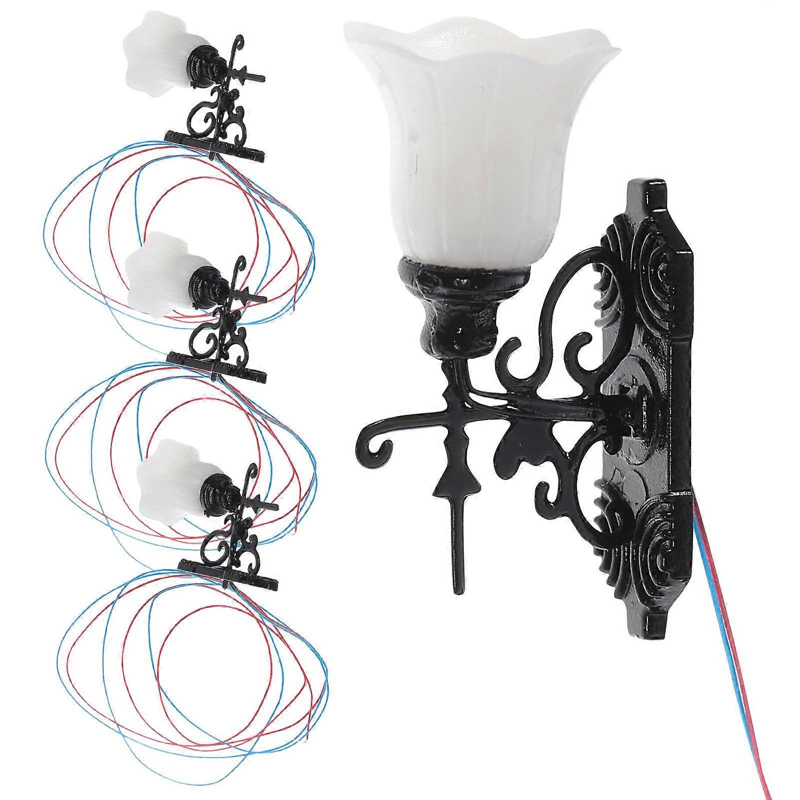 Miniature LED Wall Lamp for Decor Made of ABS in Multi Color Perfect for Mini House Details 4pcs