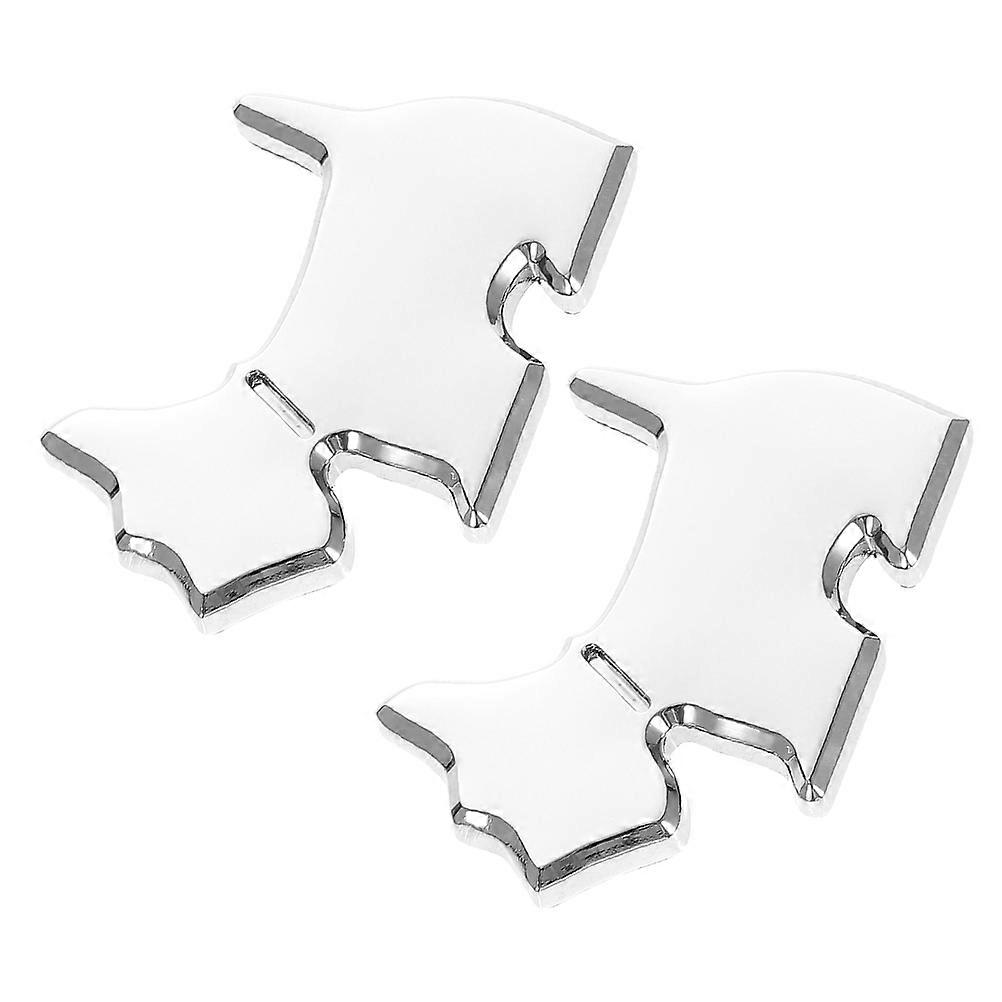 Cute Silver 3D Dog Car Sticker Durable Scratch Resistant Easy Installation for Car Decoration Pack of 2
