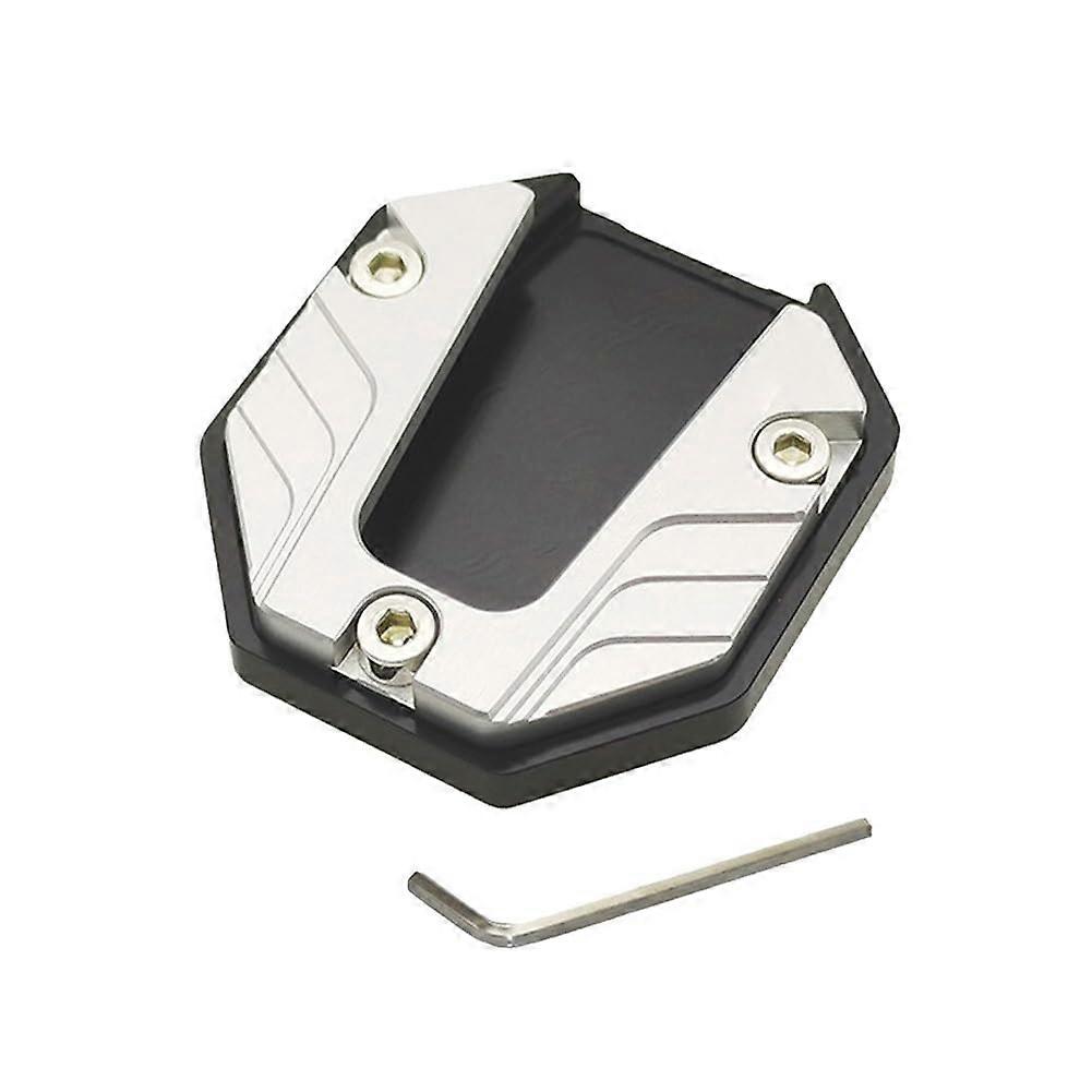 Side Stand Extension Plate For Motorcycles And Bicycles, Non-Slip Enlarged Base, Silver Finish, Kickstand Extender Pad