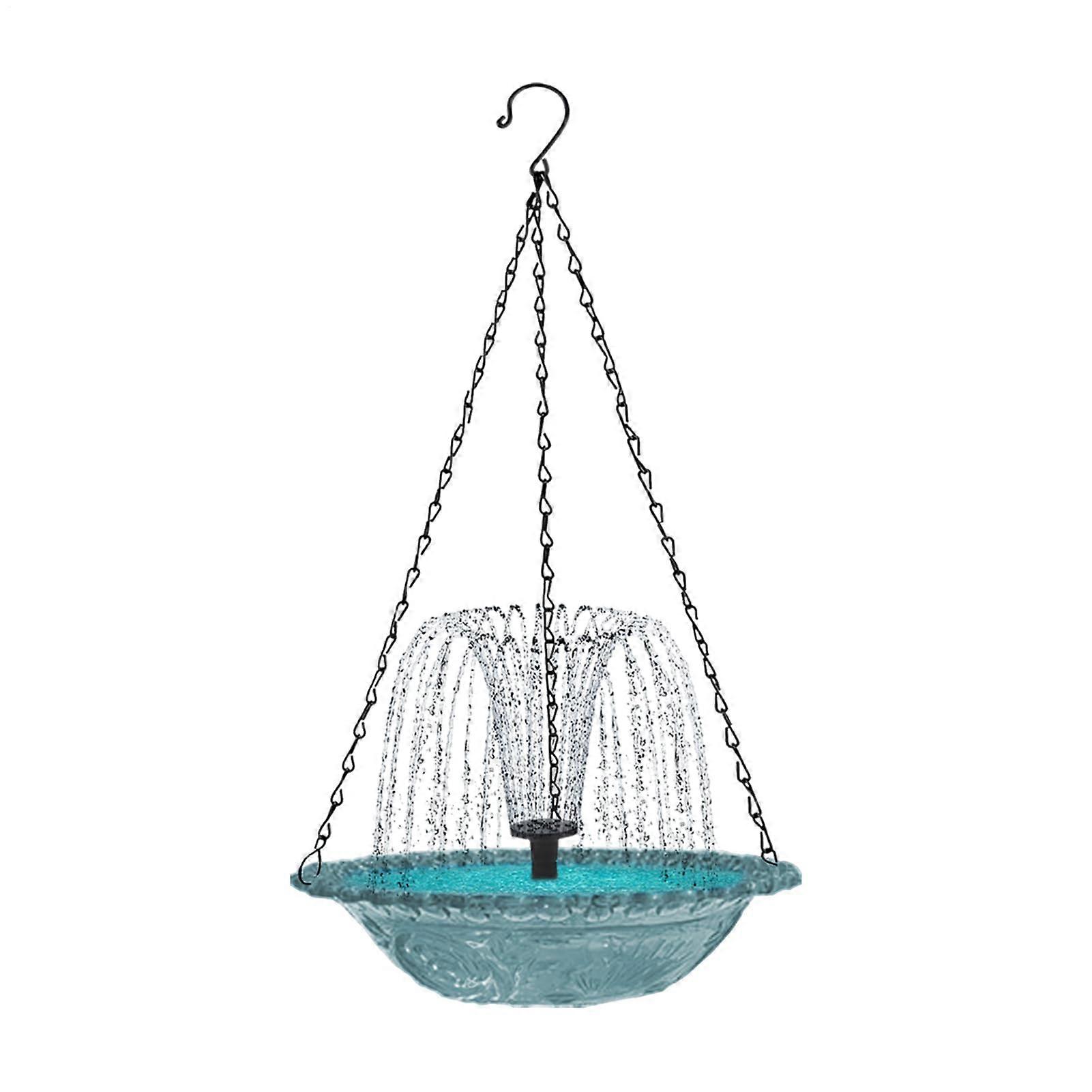Birdbath Fountain with Solar Pump | Hanging Bird Decoration for Garden, Nature, Landscape, Grey Design