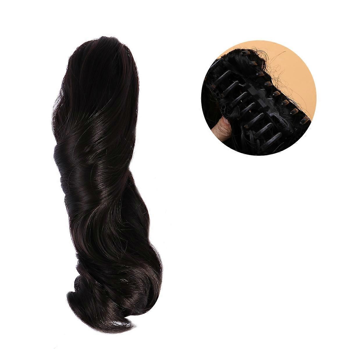Fluffy Short Messy Curls Ponytail with Claw Clip Extensions Synthetic Hairpiece in Black