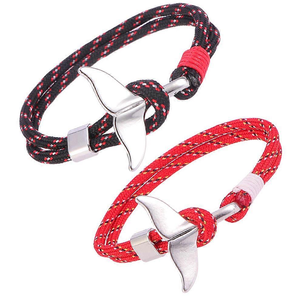 Whale Tail Bracelet for Women Wearing Assorted Color Polyester Alloy Lifelike Design Creative and 2pcs