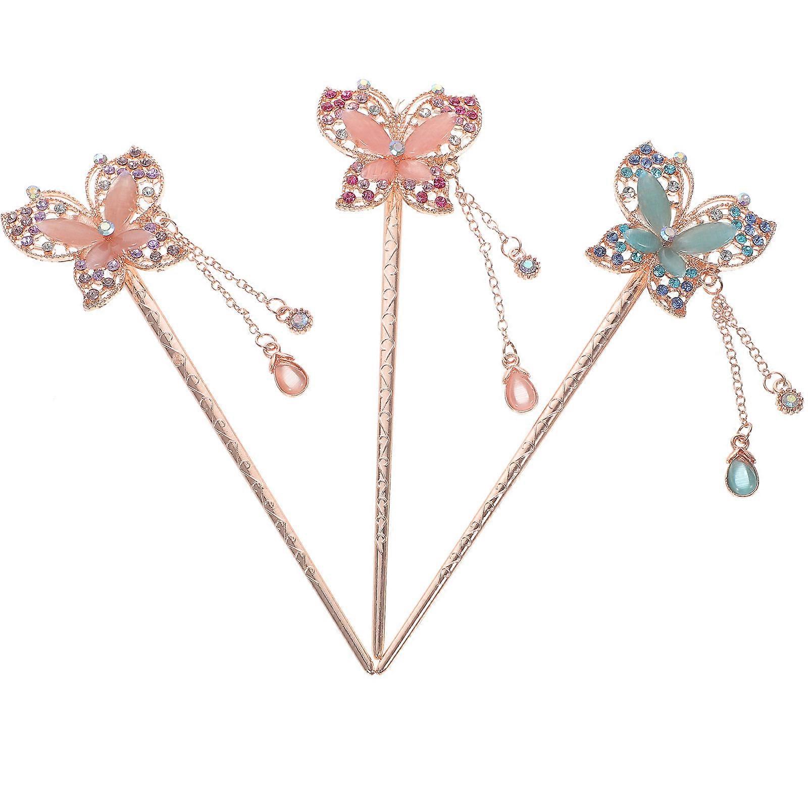 Butterfly Hair Sticks for Buns Made of Durable Alloy in Assorted for Decoration