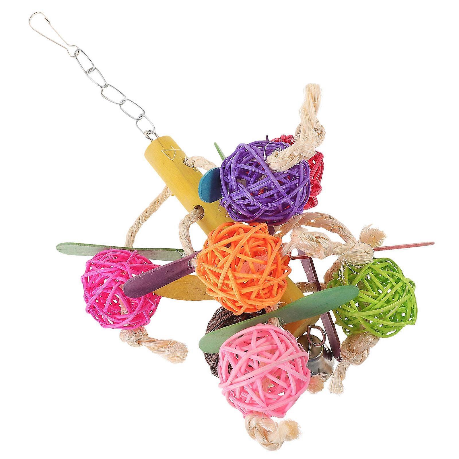 Colorful Wooden Parrot Toy with Bell for Cage Use Assorted Color Promotes Mental Stimulation 6.5 inches