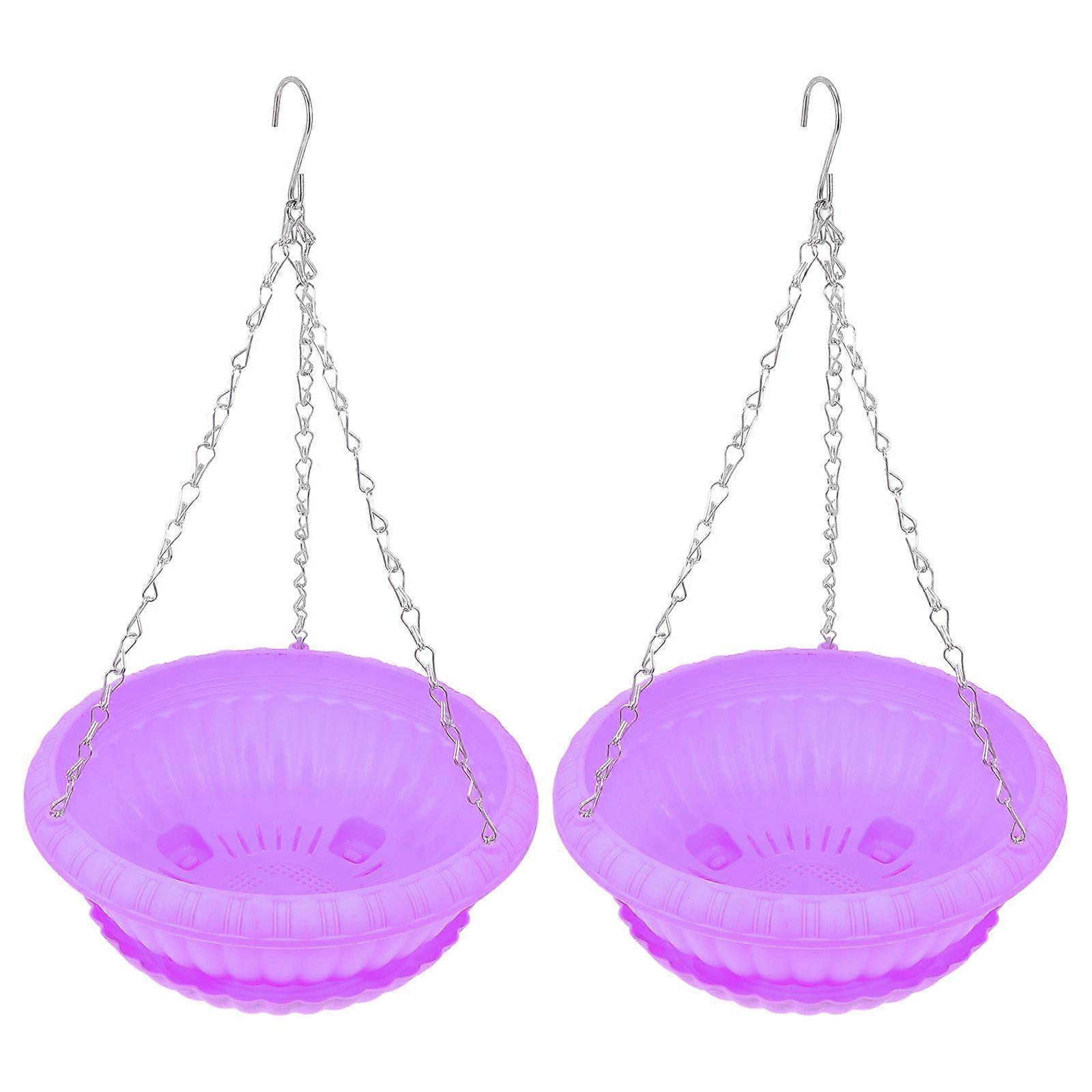 Planter Fence Hanging Flowerpot Container Designed For Office Use 28X28CM Purple 2 Sets