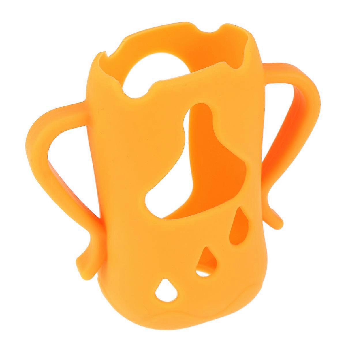 Baby Bottle Protective Silicone Cover with Anti-Fall Design for Infant 160ml Orange