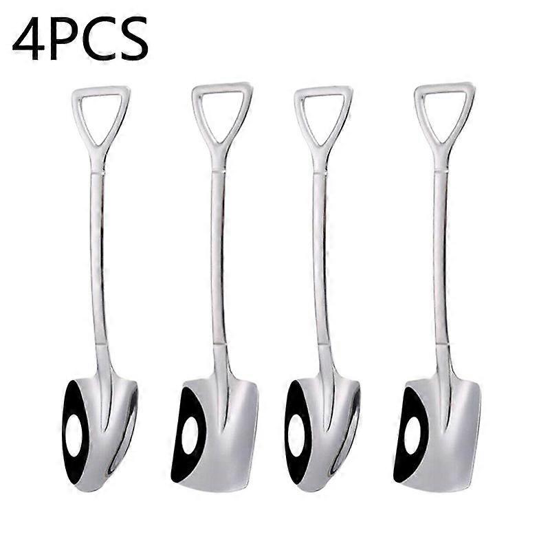 4Pcs Dessert Spoon Stainless Steel Shovel Spoon Shape Tea Coffee Sugar Cookies Scoop Dessert Ice Cream Fruit Measuring Cups Kitchen Utensil