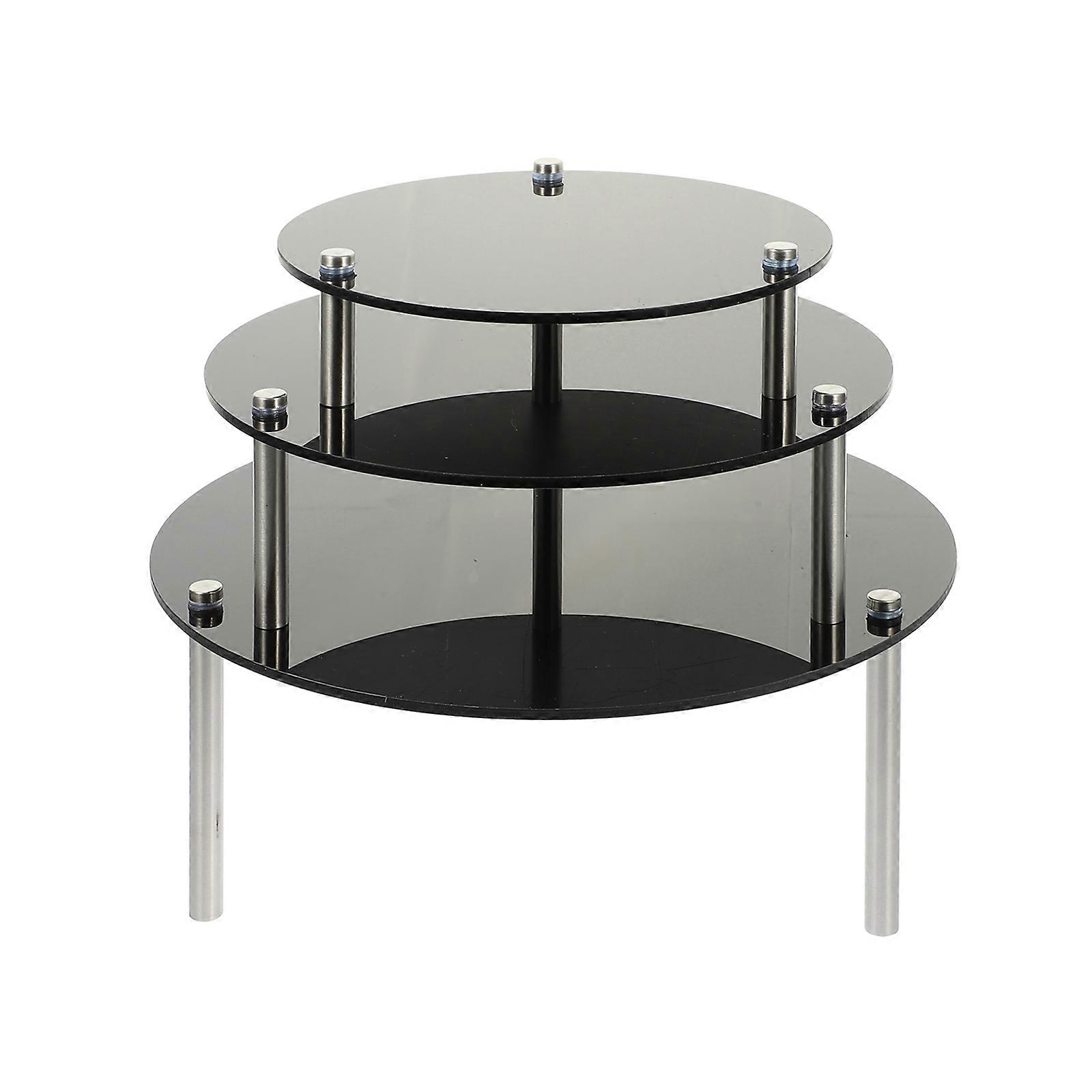 Cake Display Stand 3 Tier Acrylic Structure For Events And Celebrations With Black Color Practical Use 1Pcs