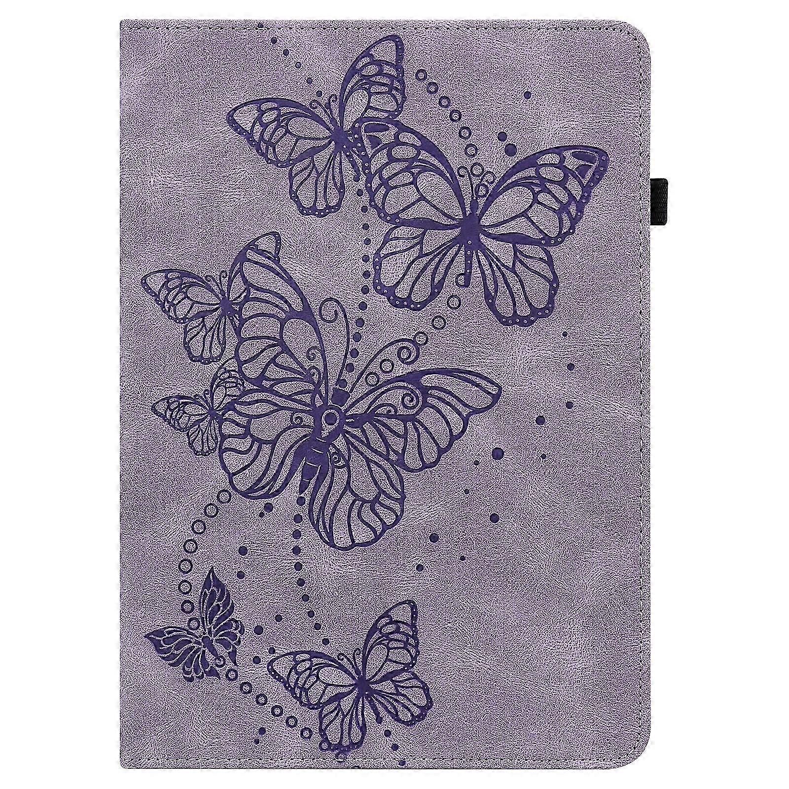 Tablet Case For Lenovo Tab M9 Embossed Butterfly Pattern Leather Tablet Case(Purple)