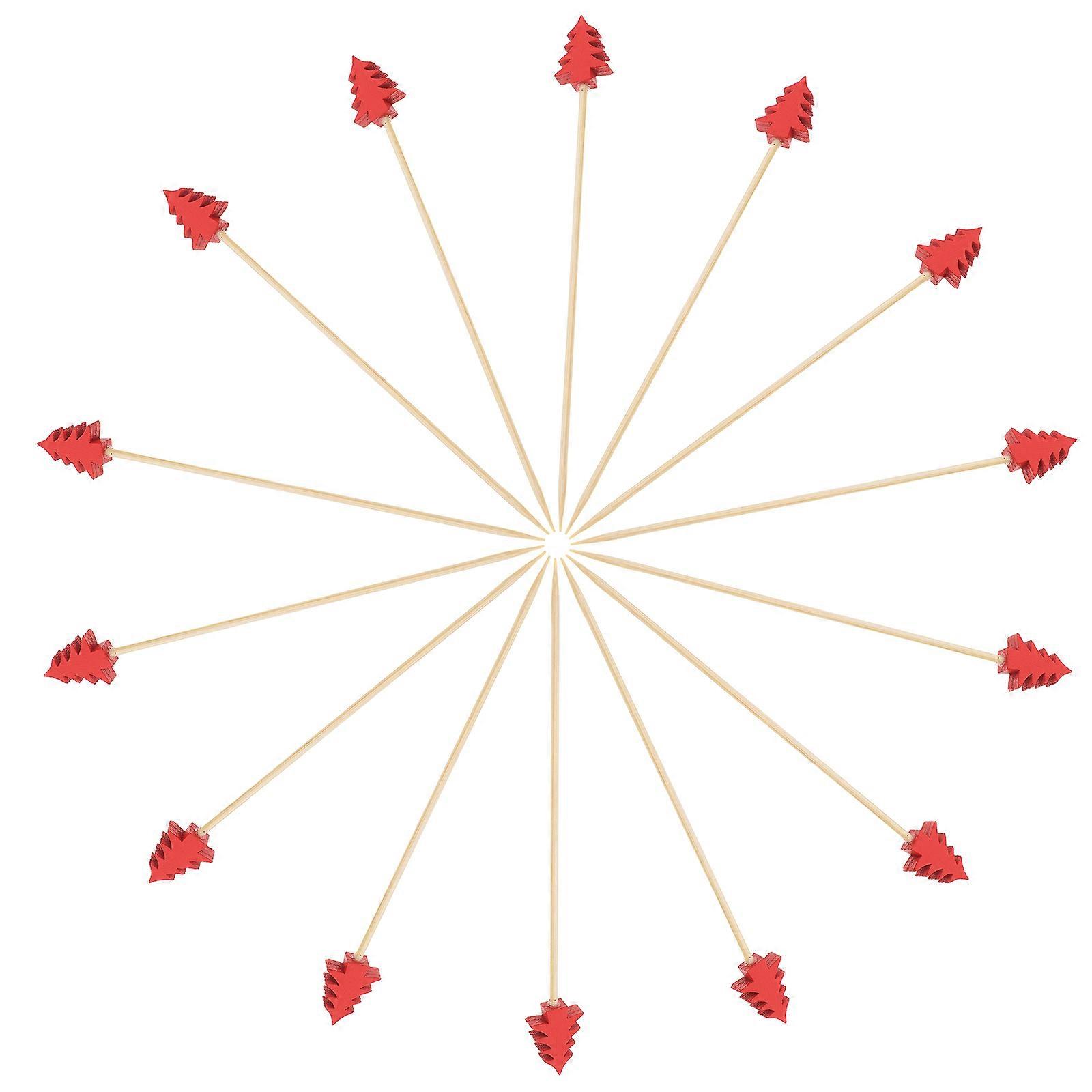 200PCS Christmas Tree Shape Bamboo Picks For Cocktail Enthusiasts Ideal For Appetizers During Christmas Party