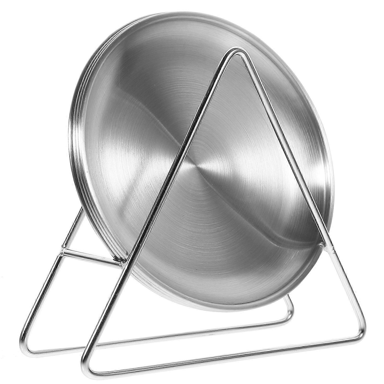 Stainless Steel Plates with Rack for Home Silver Color Practical and Includes Round Plates 10 Inches