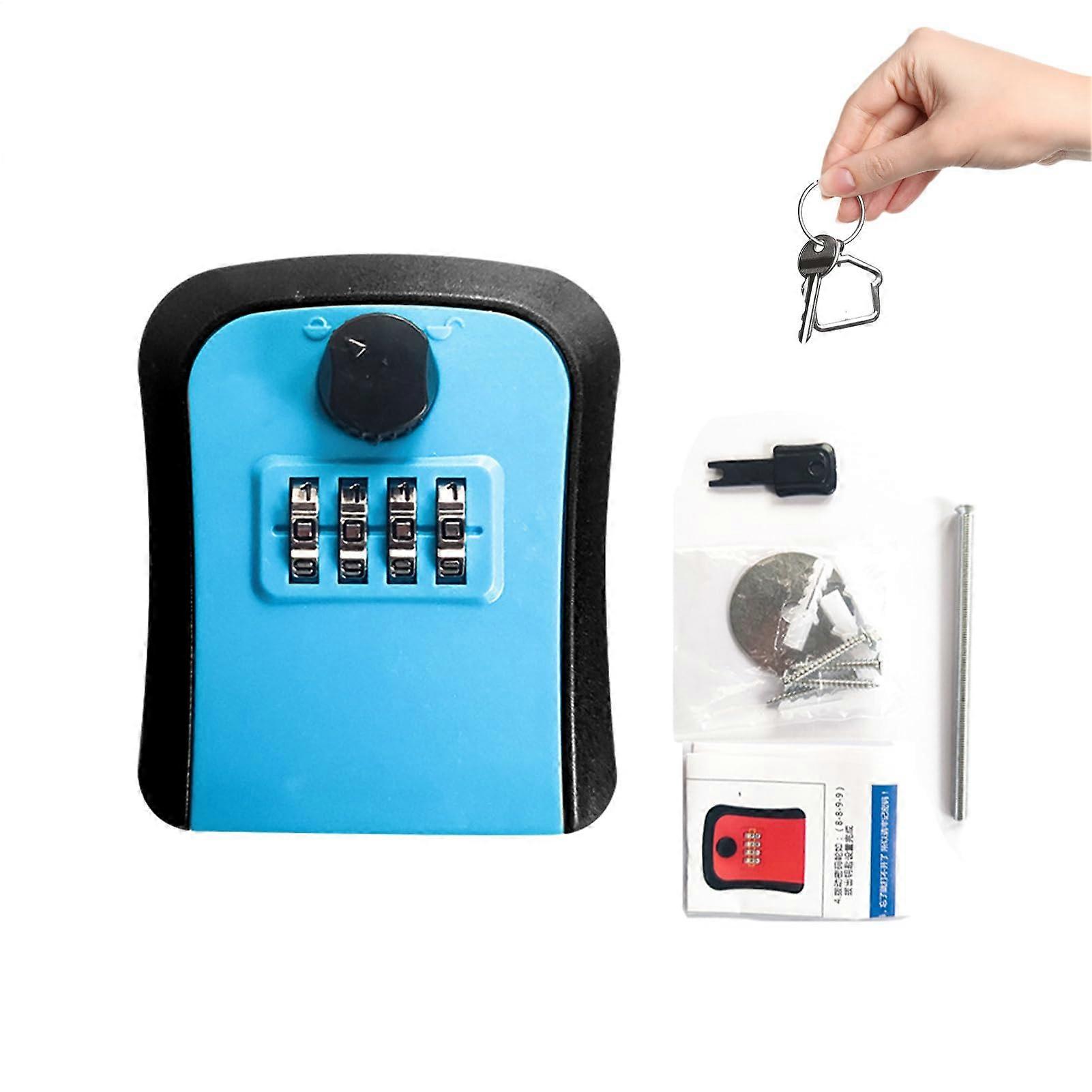 Wall Mounted Key Lock Box with 4-Digit Combination Lock, Waterproof PP Security Key Safe