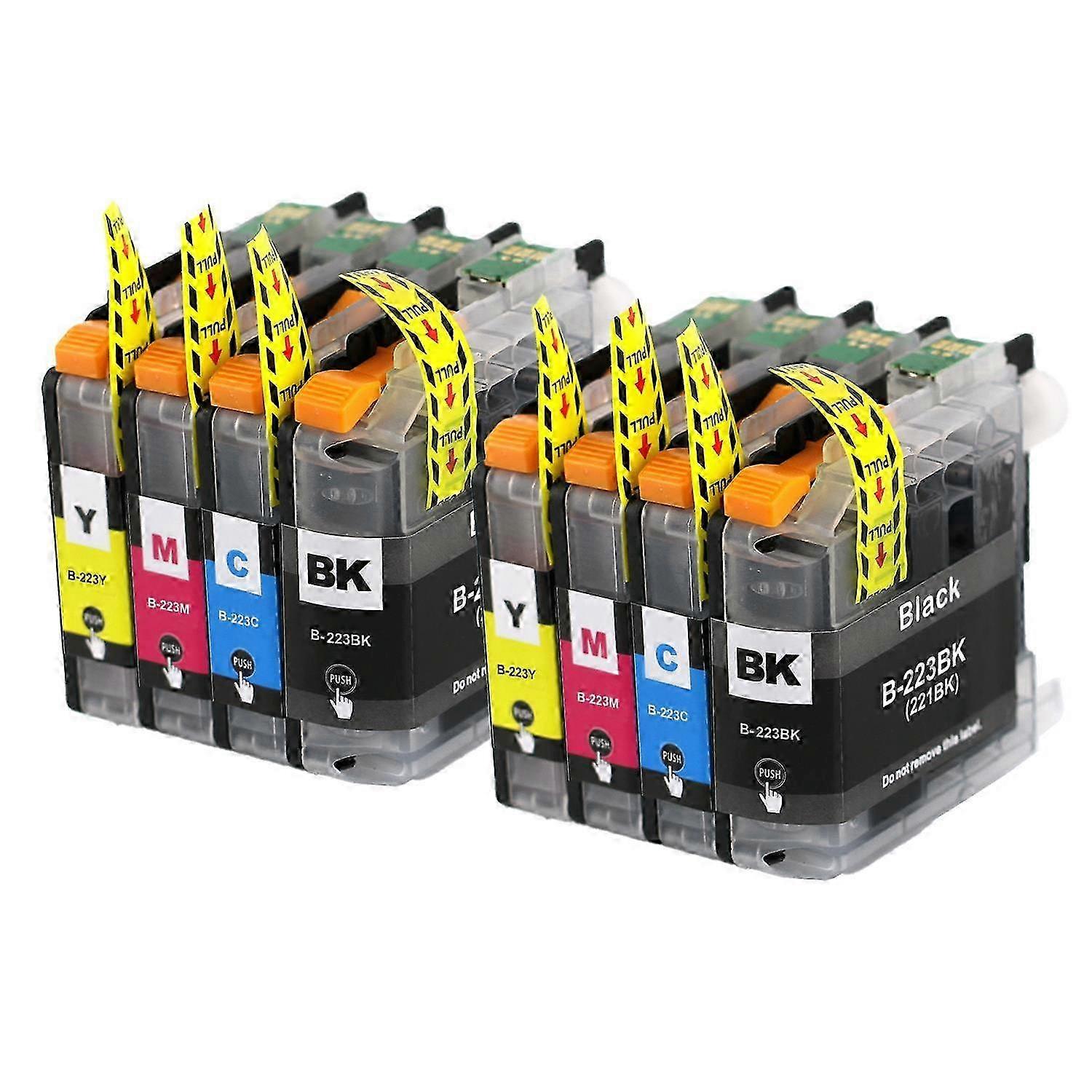 מחסניות דיו למדפסות Brother תואמות LC223, 8 חבילות שחור ציאן מג'נטה צהוב