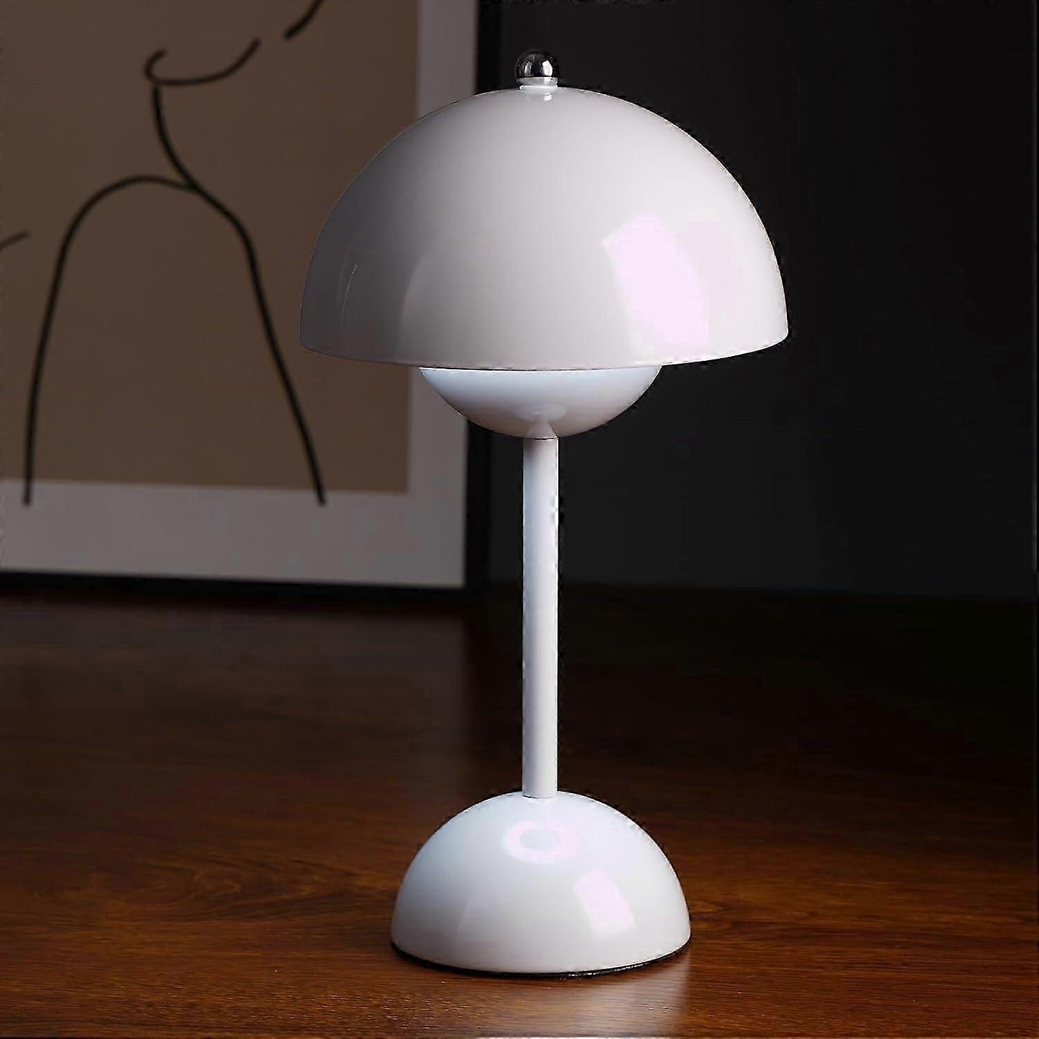 Rechargeable Cordless Mushroom Table Lamp - 3 Colour Dimmable Touch LED Bedside Light