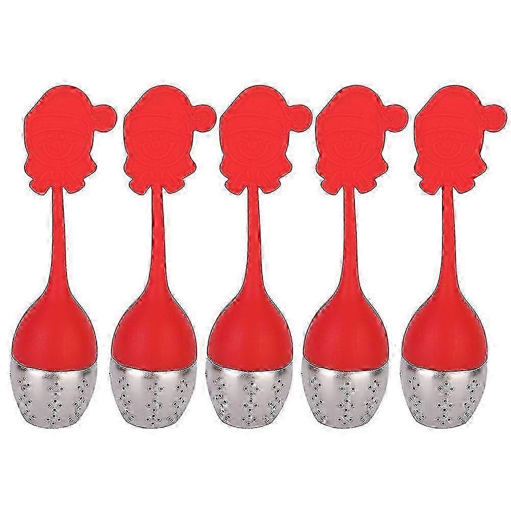5Pcs Innovative Shape Silicone Tea Infuser Strainer Filter for Home Tea Making (Red)