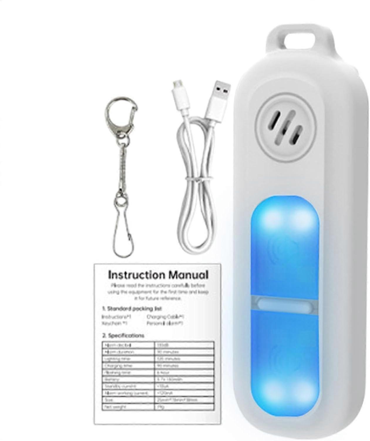 130dB LED Keychain with Alarm and USB-C Charging Function for Women's Night Safety