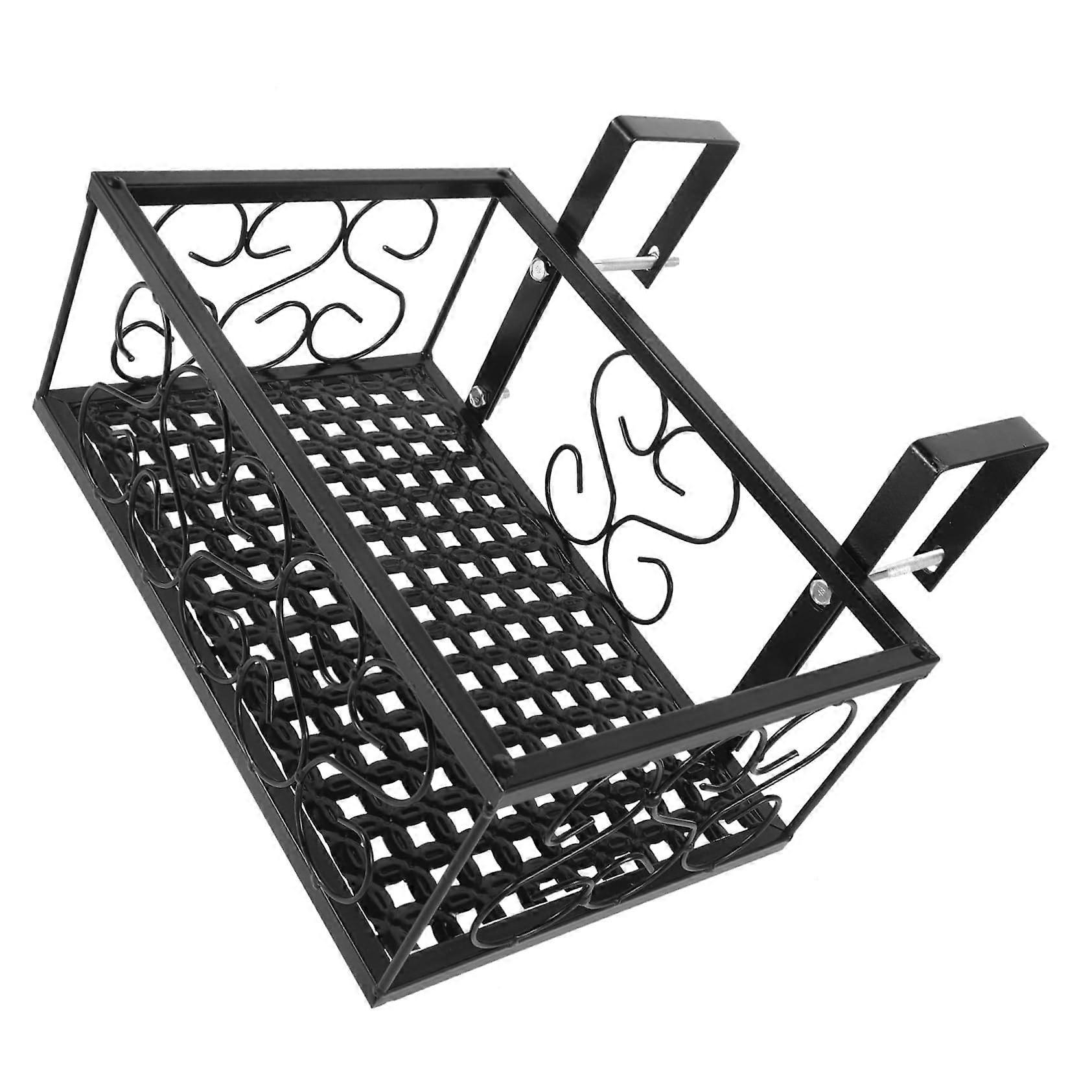 Flower Stand Hanging Balcony Planter Pot Rack, Wall-Mounted Balcony Flower Shelf, Terracotta Basket Shelf With Hooks