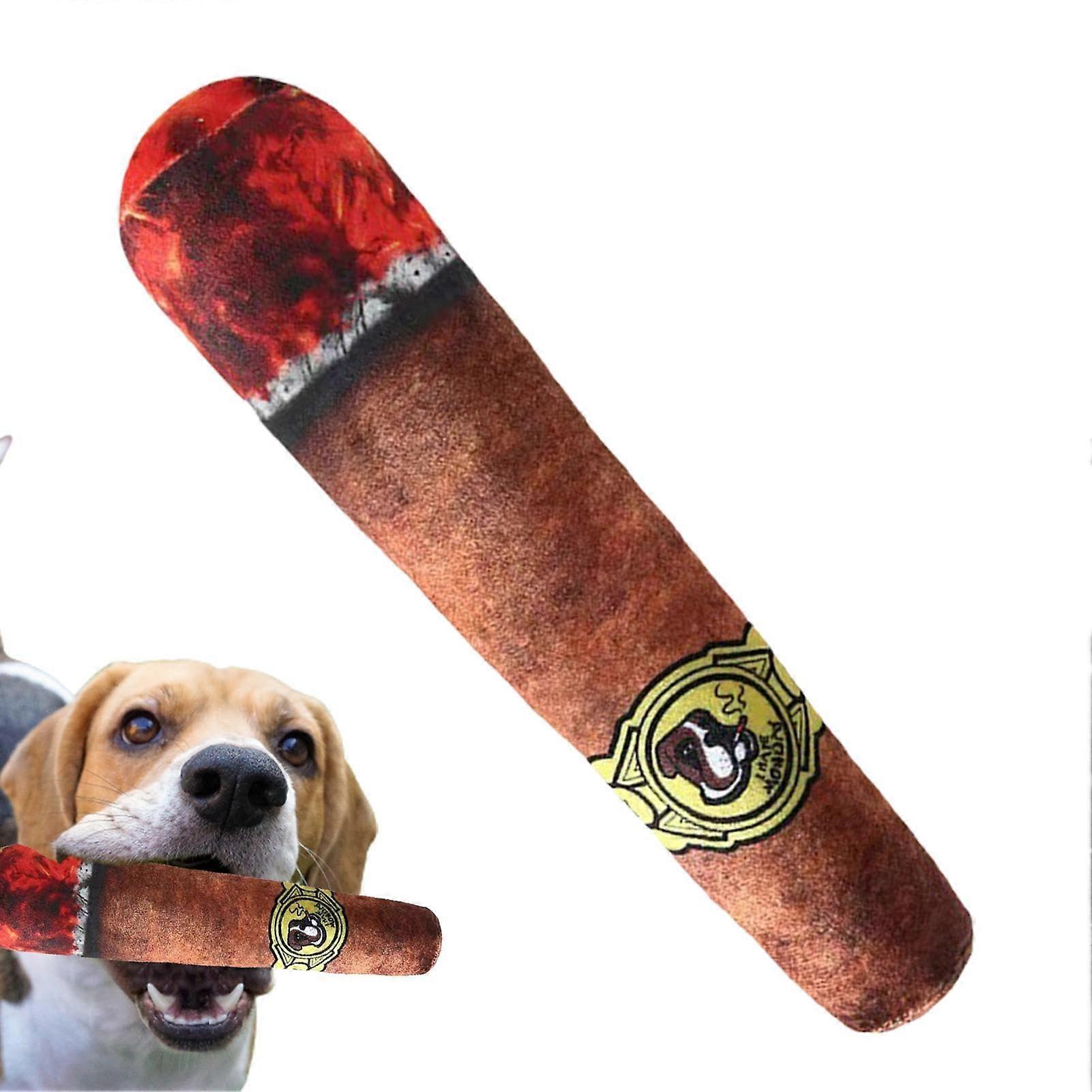 Dog Chew Toy Cigarette Shaped Plush with Squeaker for Small Medium Large Dogs Interactive Play