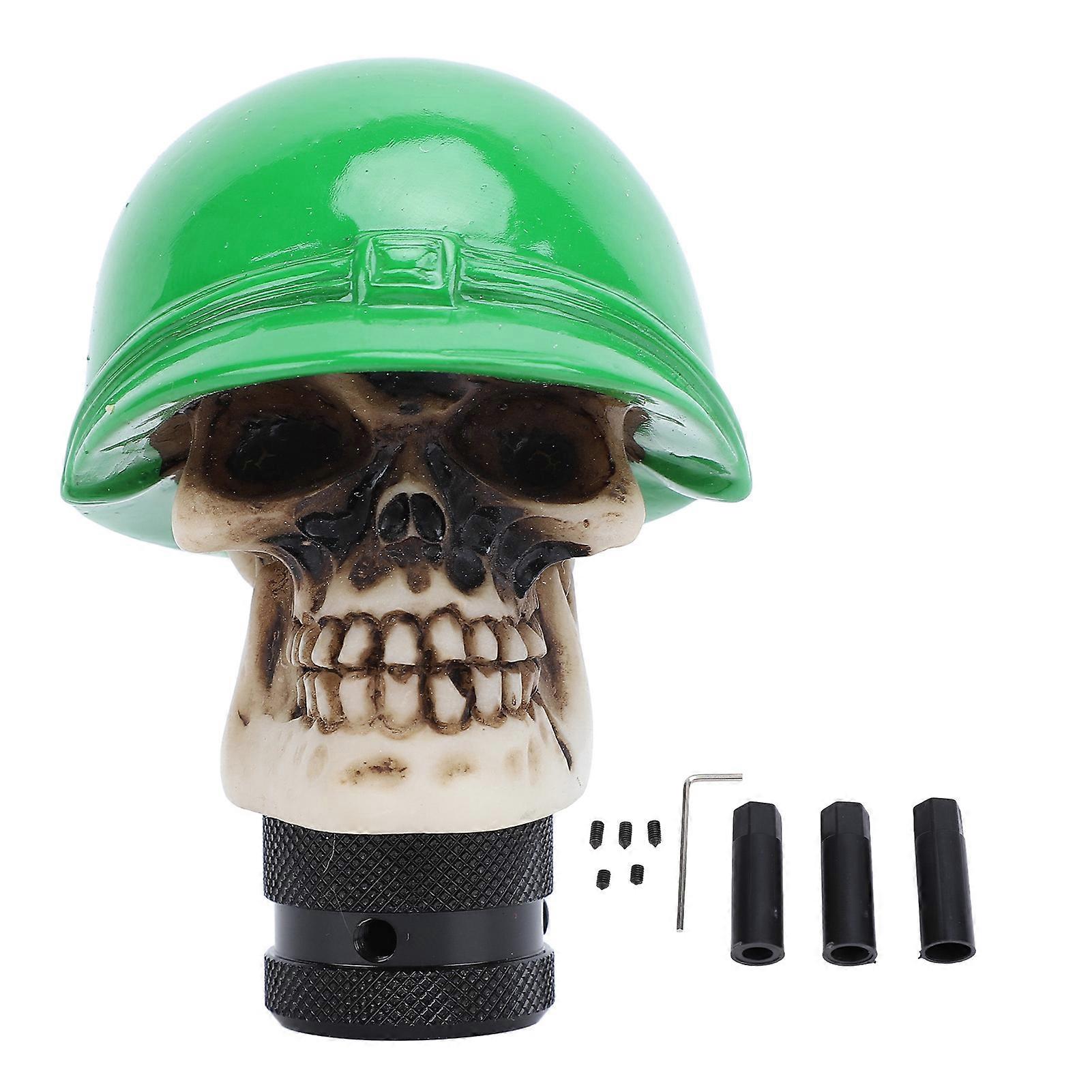 Resin Skull Shift Knob Green with 3 Adapters for Manual Transmission Cars Comfortable Grip Shifter Handle