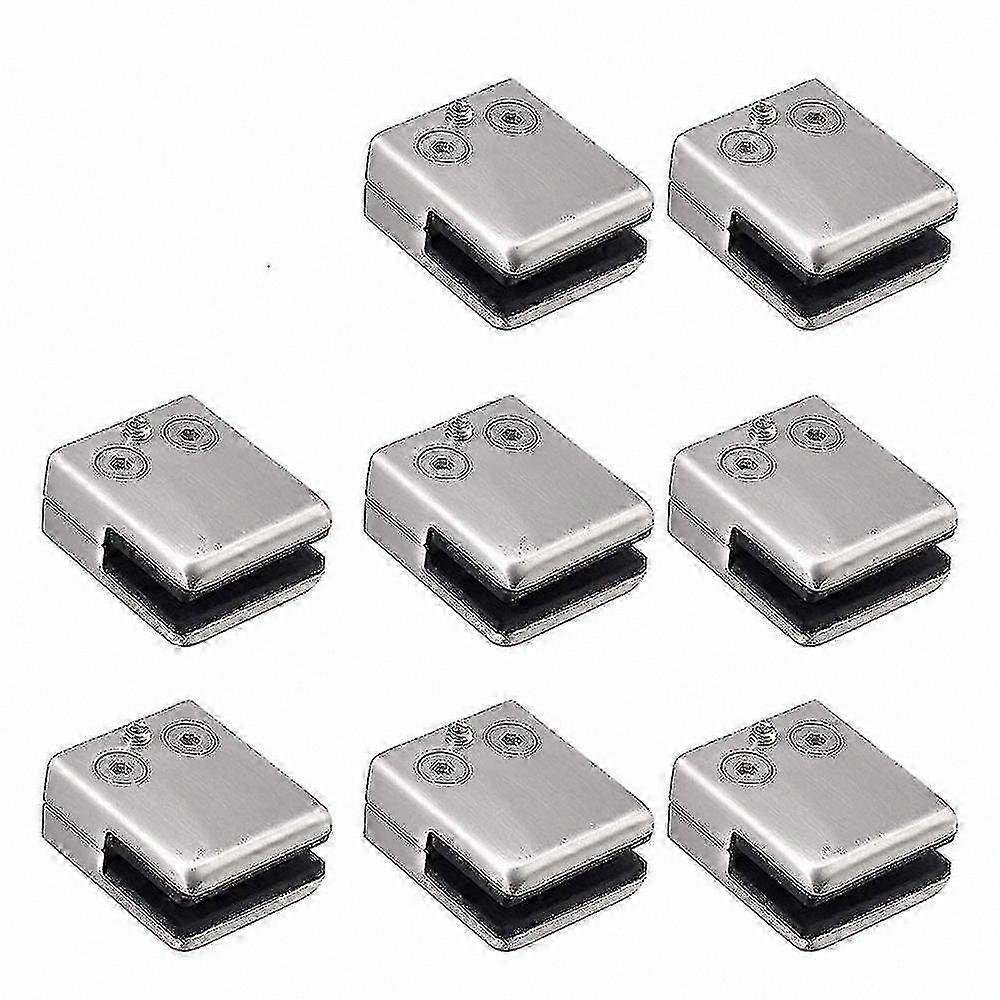 8-Pack Stainless Steel Glass Clamps, 6-8mm Square Clips with Flat Back for Secure Mounting