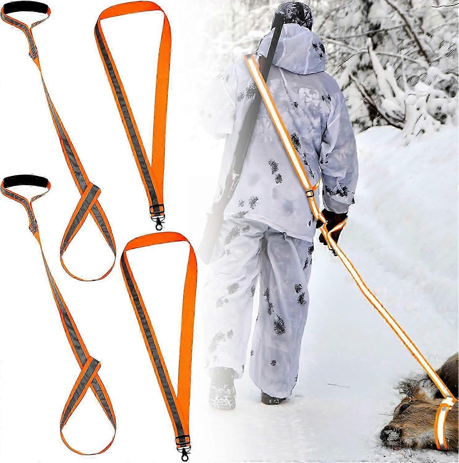 Deer Hunting Drag Harness (4 Pack) - Heavy-Duty Pulling Straps with Ergonomic Handles