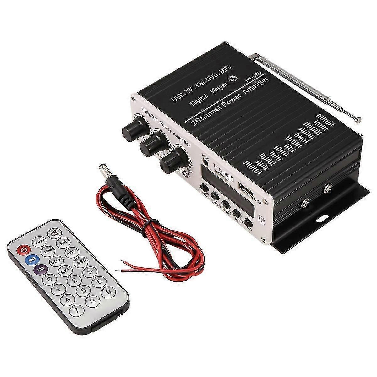 12V Digital Audio Power Amplifier Bluetooth 5.0 HIFI Treble and Bass Audio AMP 20Wx2 for Home Theater Club Car