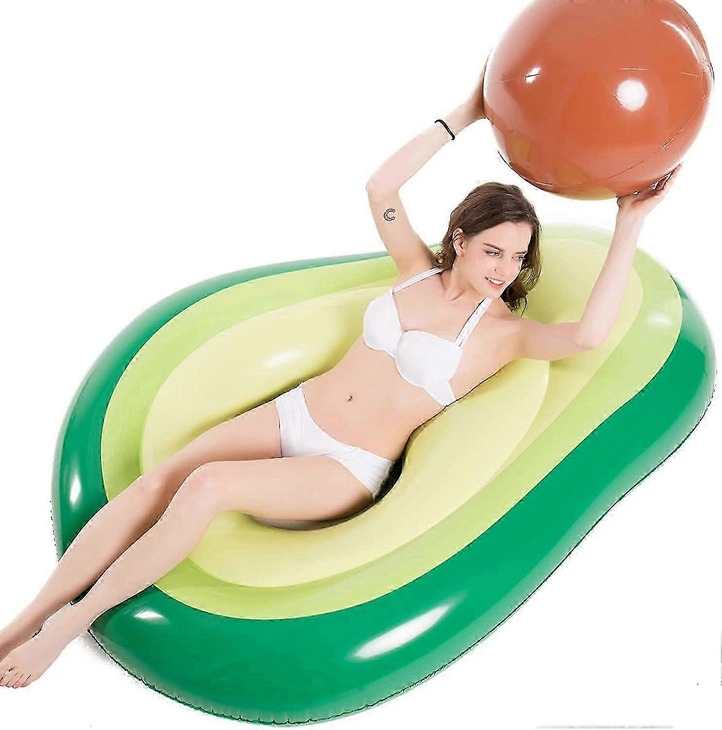 Inflatable Avocado Pool Float with Ball for Summer Beach Fun